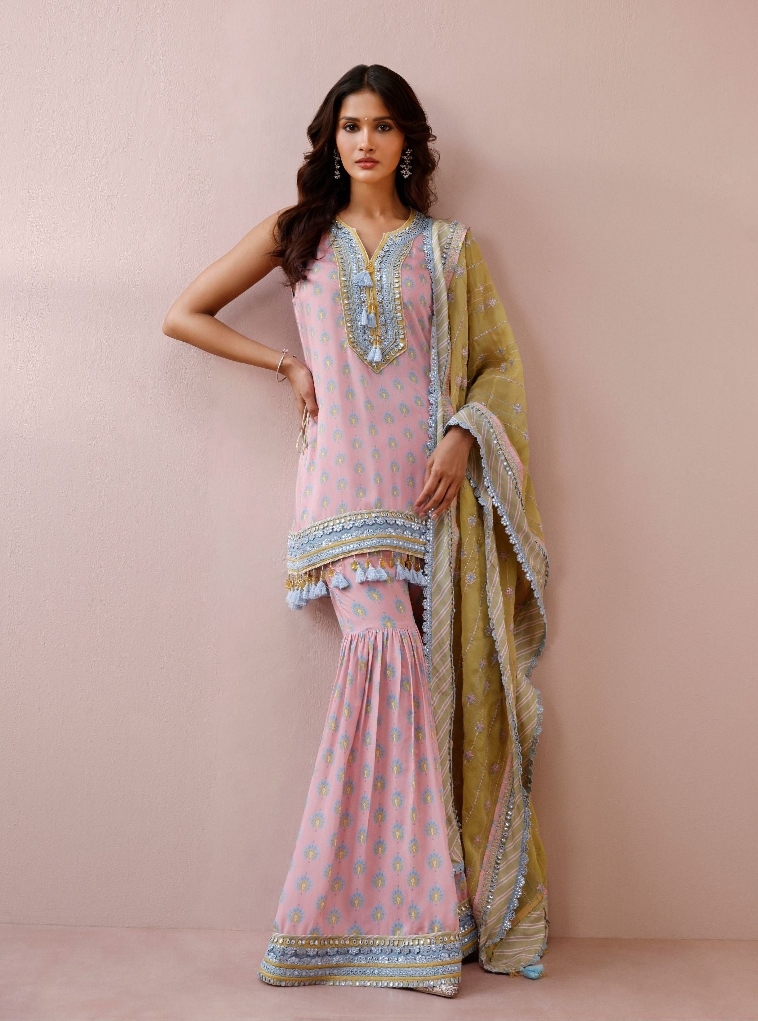 Ayra Lawn Printed Pink Kurta with Garara
