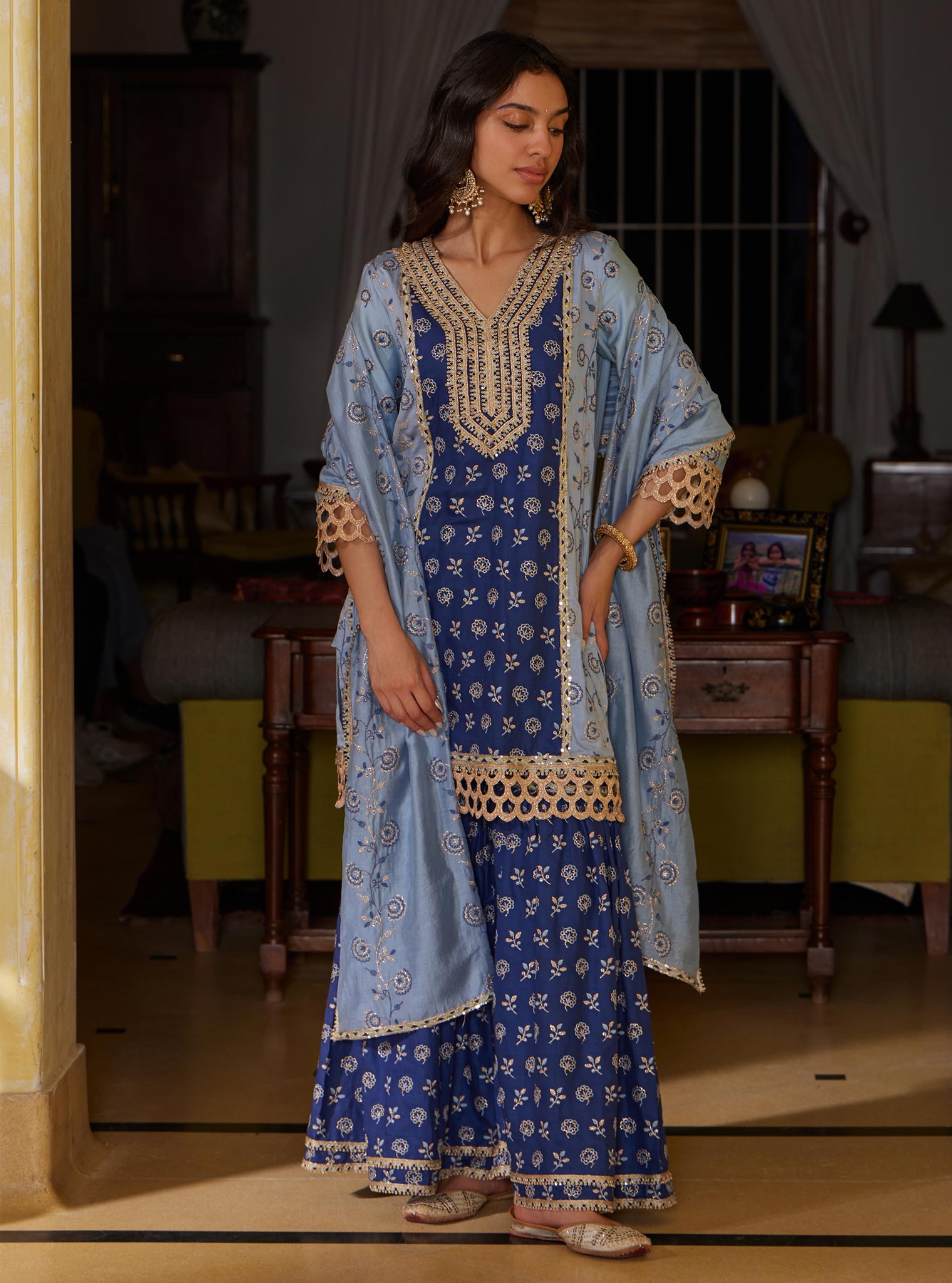 Pravi Pima Blue Kurta Set