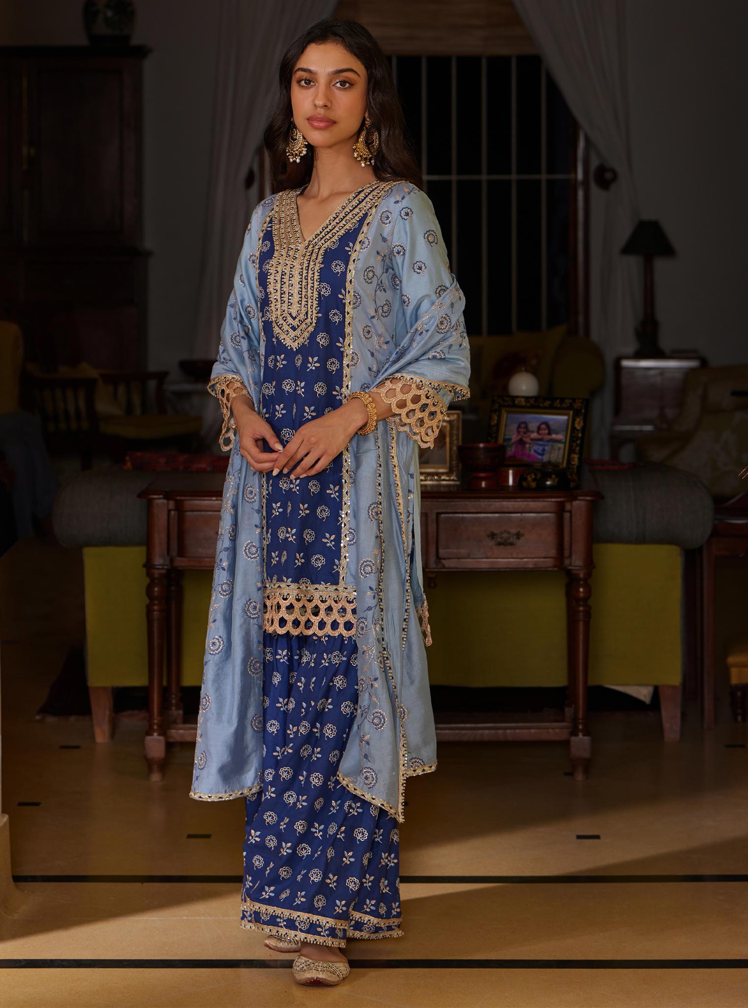 Pravi Pima Blue Kurta Set