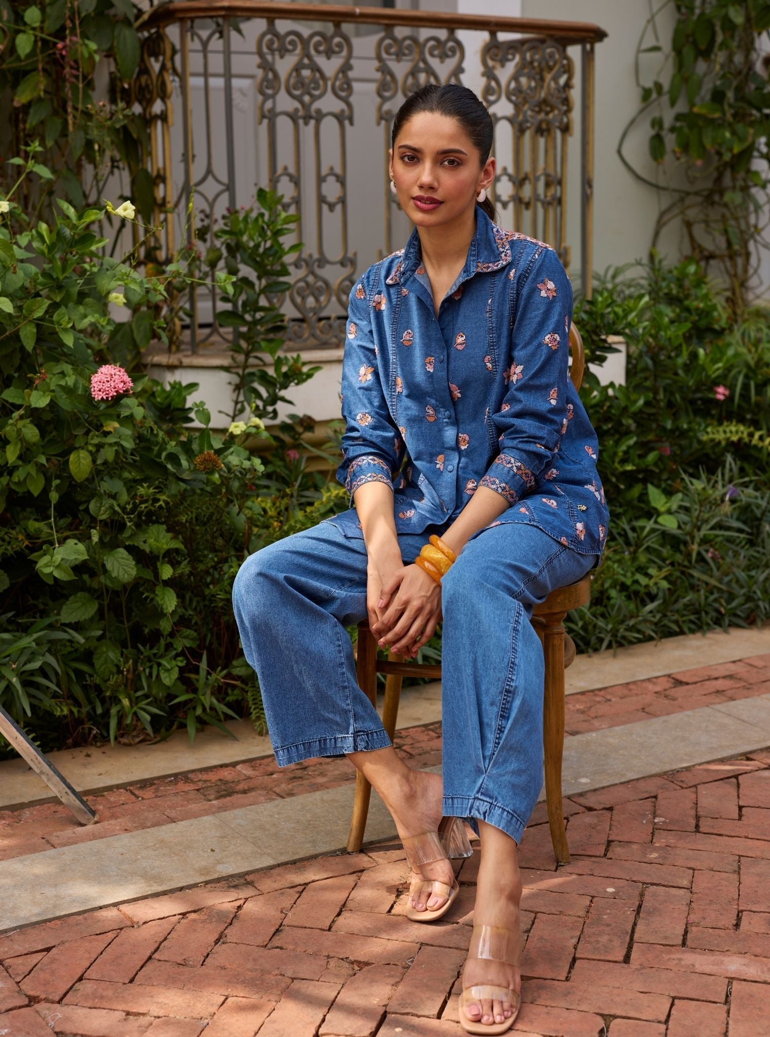 Tvisha Denim Pink Shirt Set