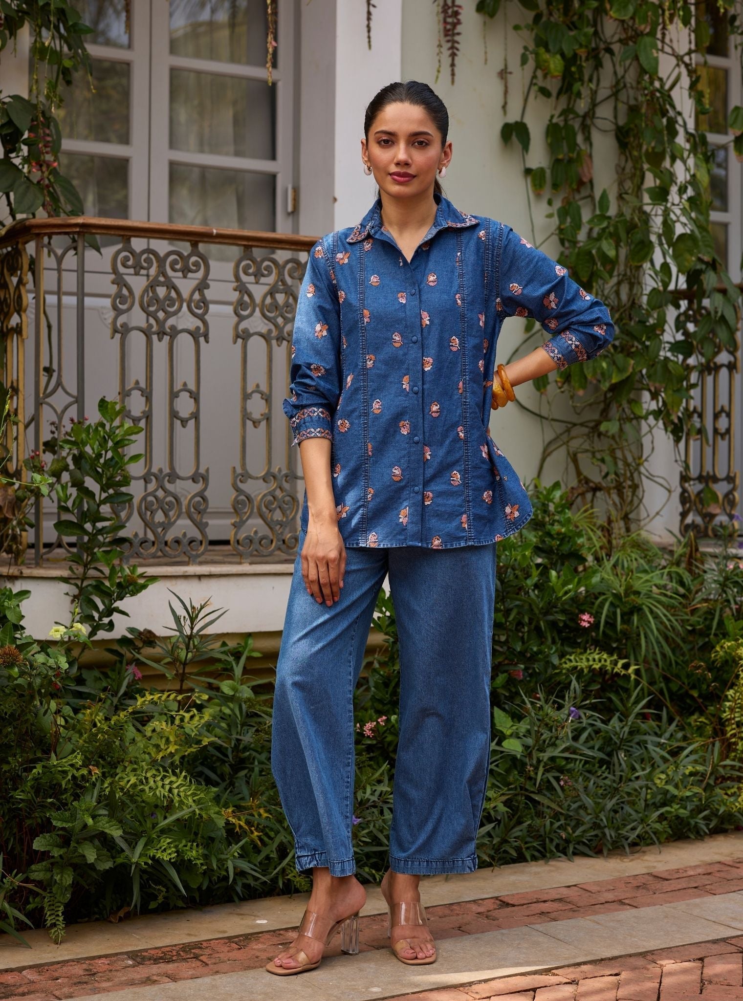 Tvisha Denim Pink Shirt Set