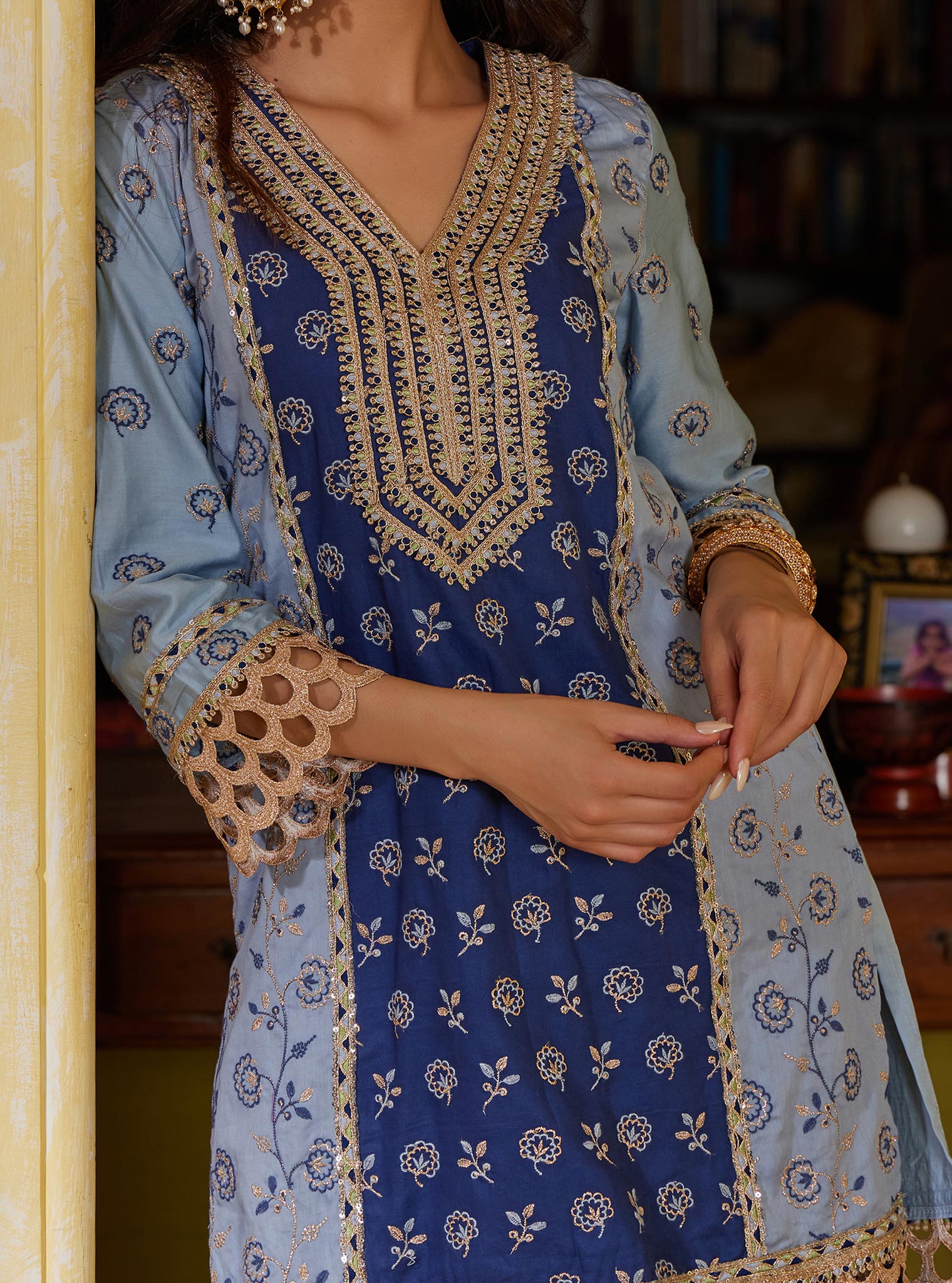 Pravi Pima Blue Kurta Set