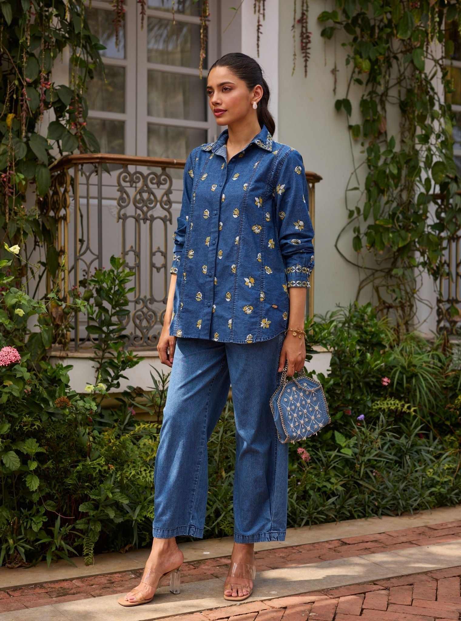 Tvisha Denim Yellow Shirt Set
