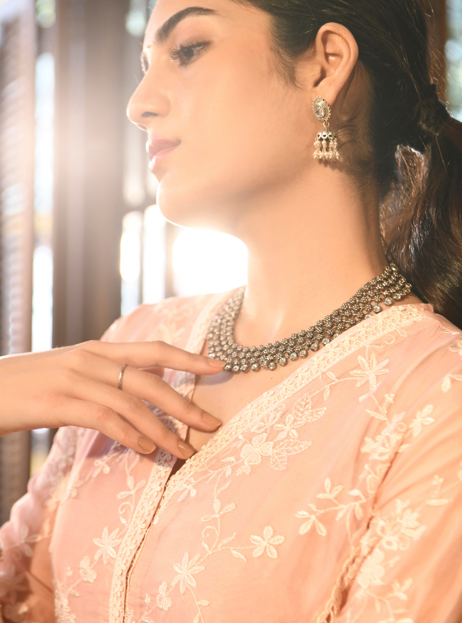 Hiyti Organza Pink Kurta Set