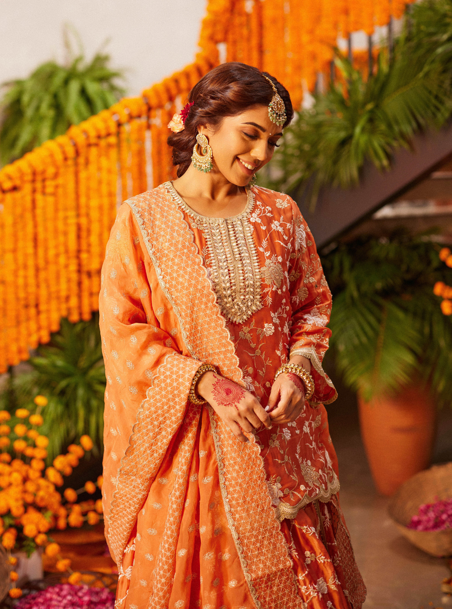 Fitoor Organza Satin Burnt Orange Kurta Set
