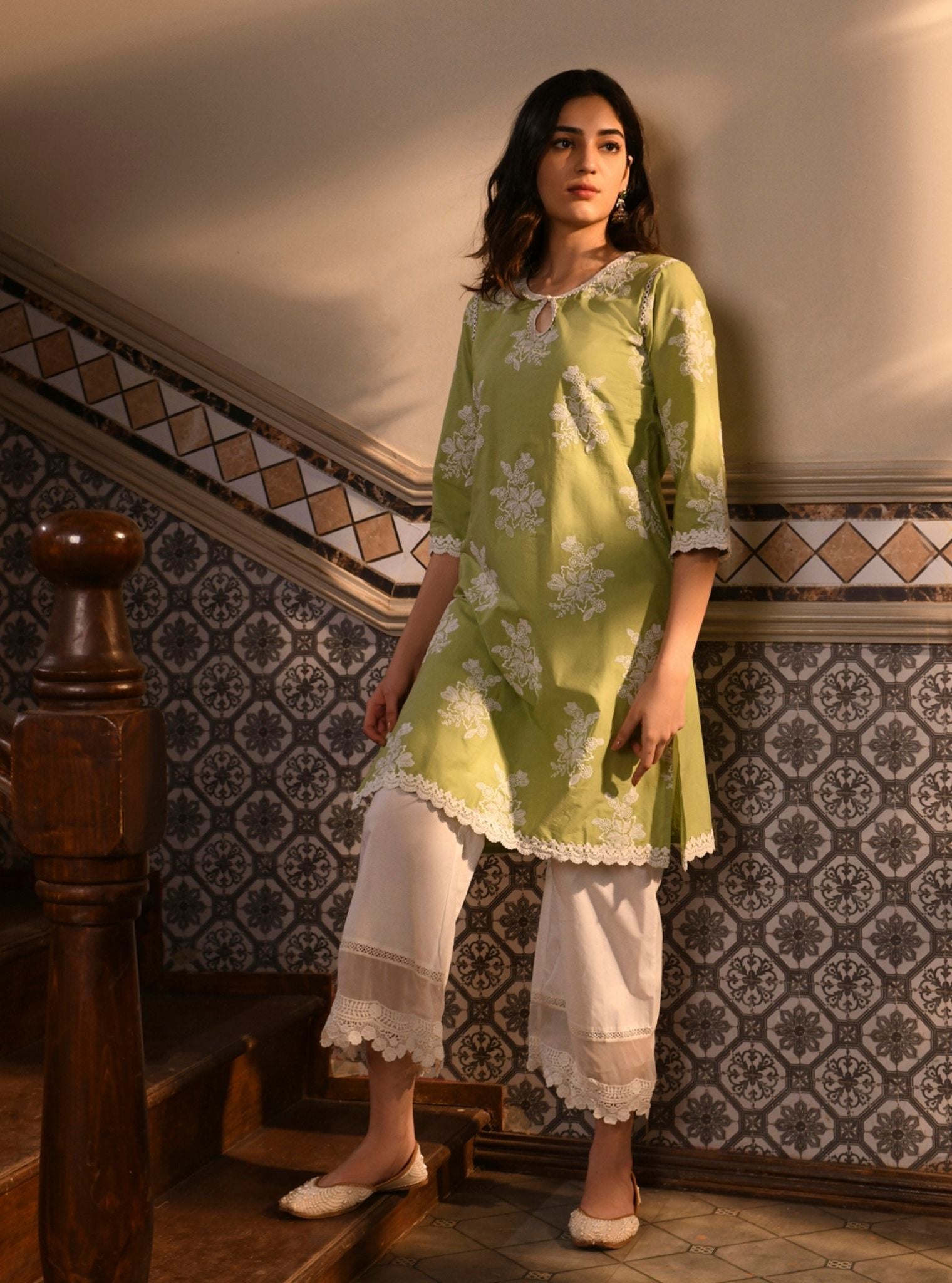 Ayda Supima Cotton Light Green Kurta Set
