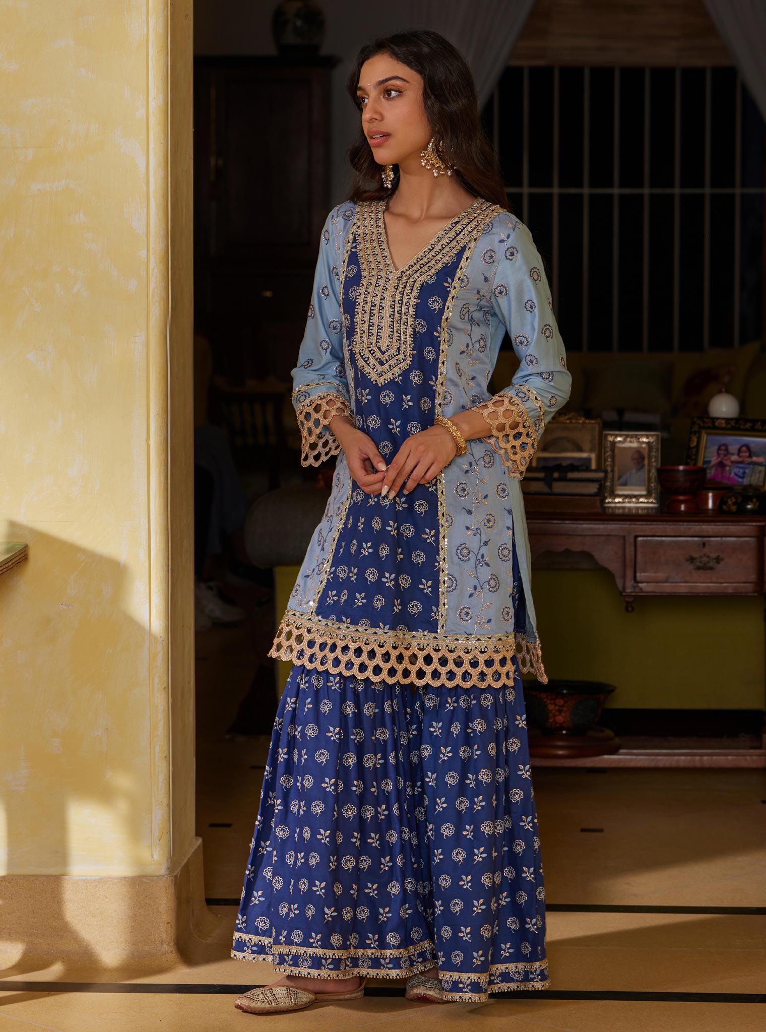 Pravi Pima Blue Kurta Set