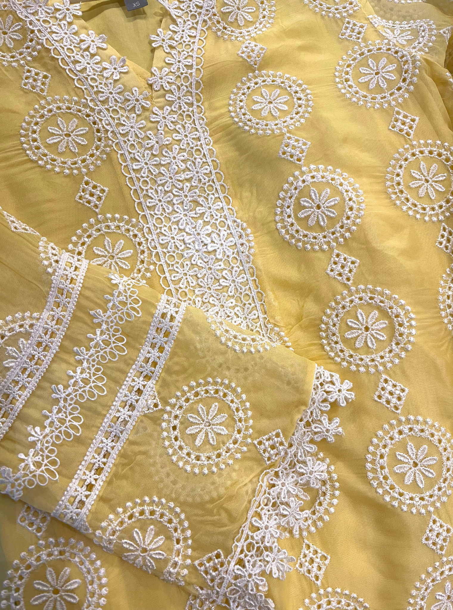 Nelli Organza Yellow Kurta Set