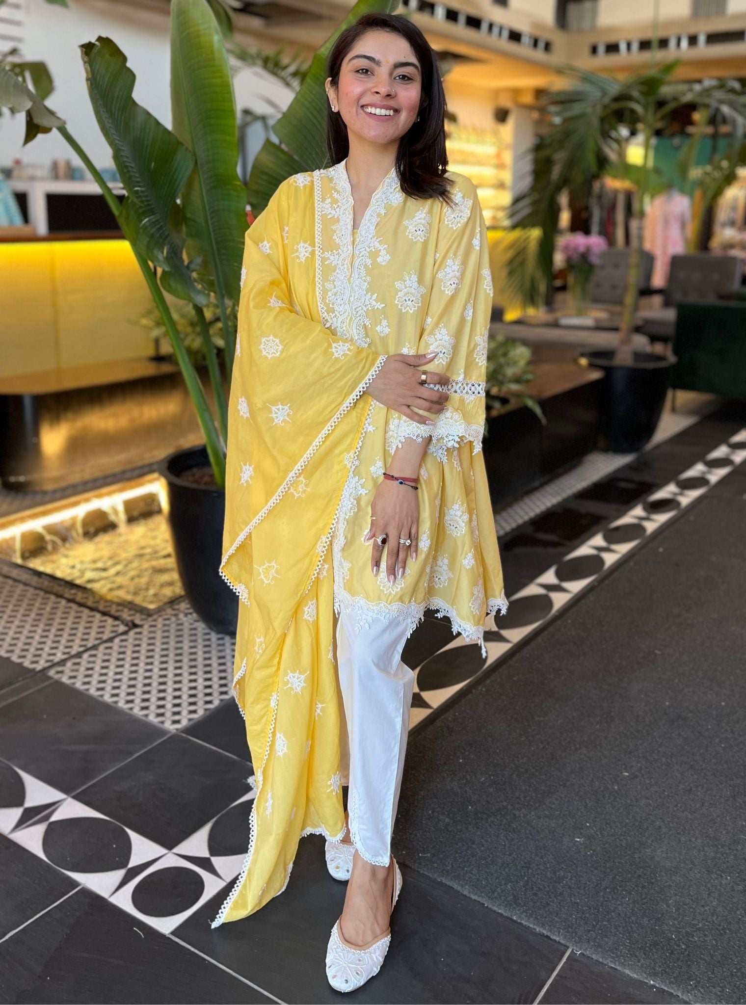Esteve Supima Cotton Yellow Kurta Set