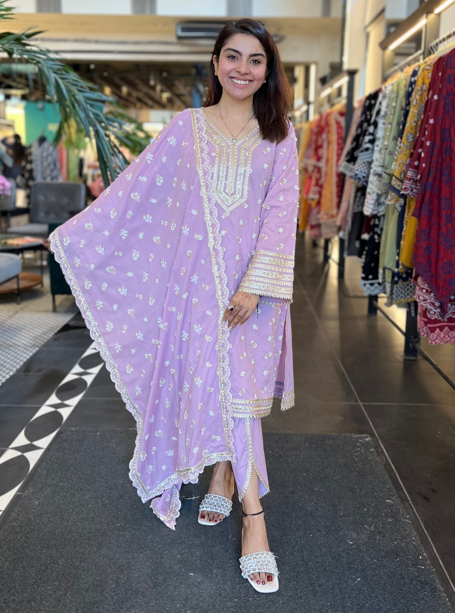 Addison Supima Cotton Lilac Kurta with Dhoti Pant Set