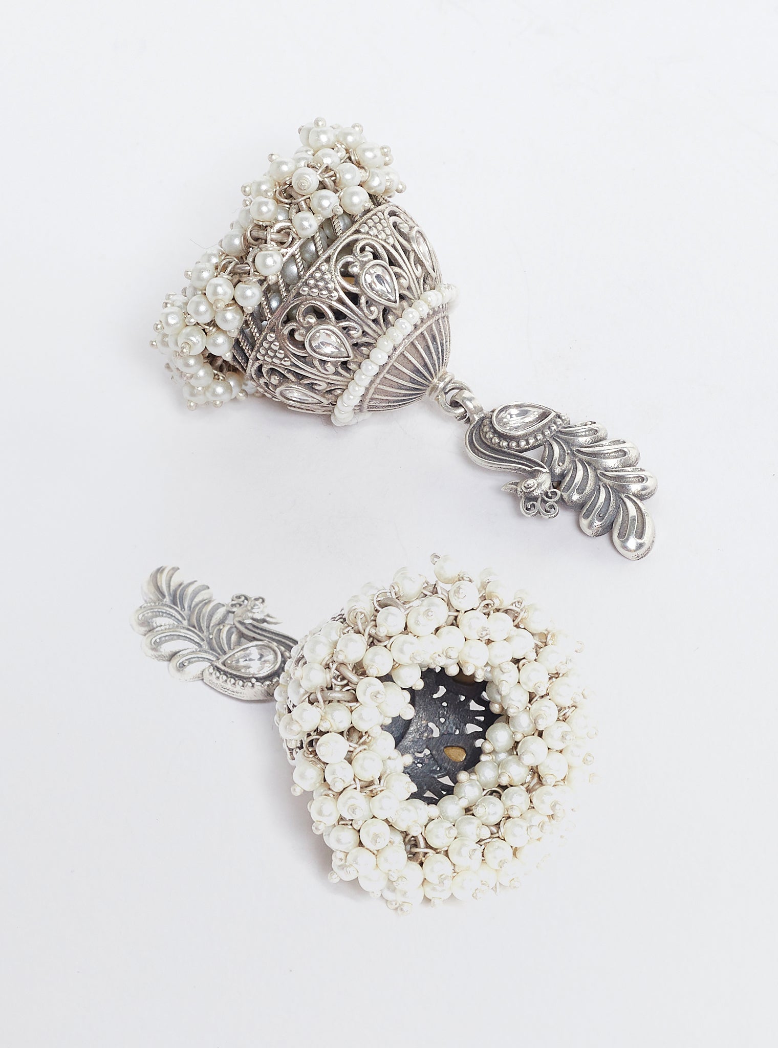 Pure Silver Mayura jhumka