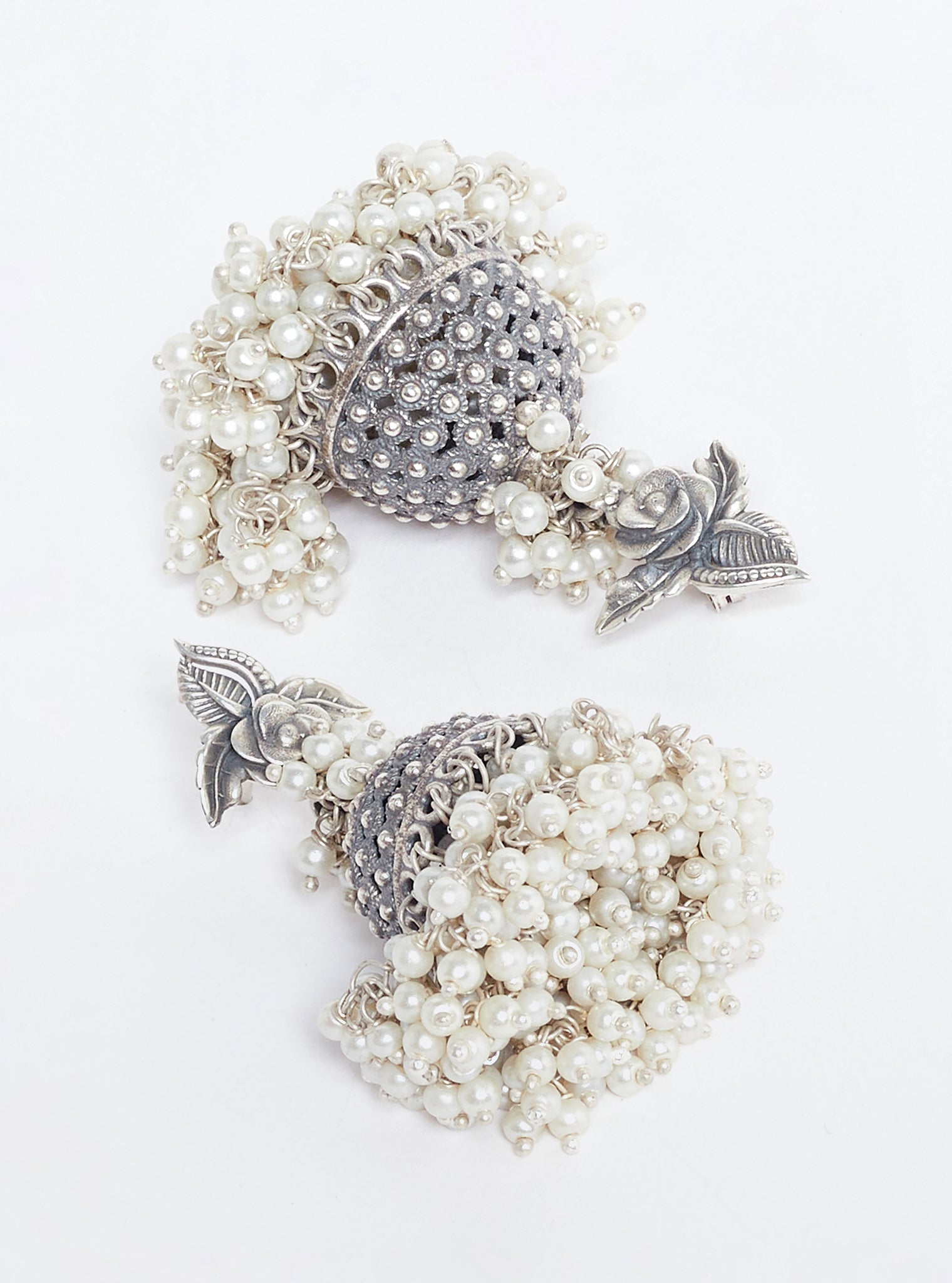 Pure Silver Rosette tribal jhumka