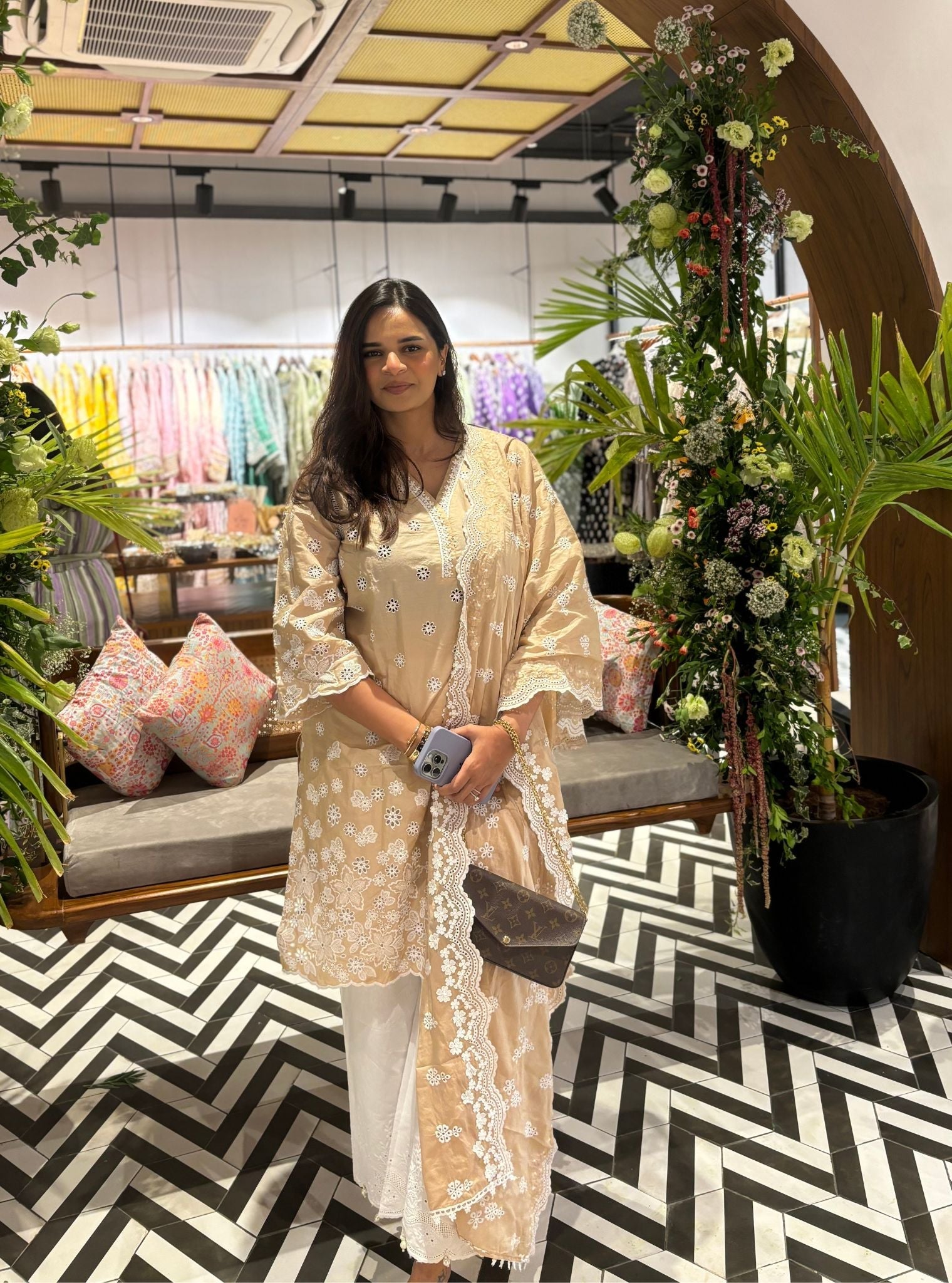 Irsia Supima Cotton Beige Kurta Set