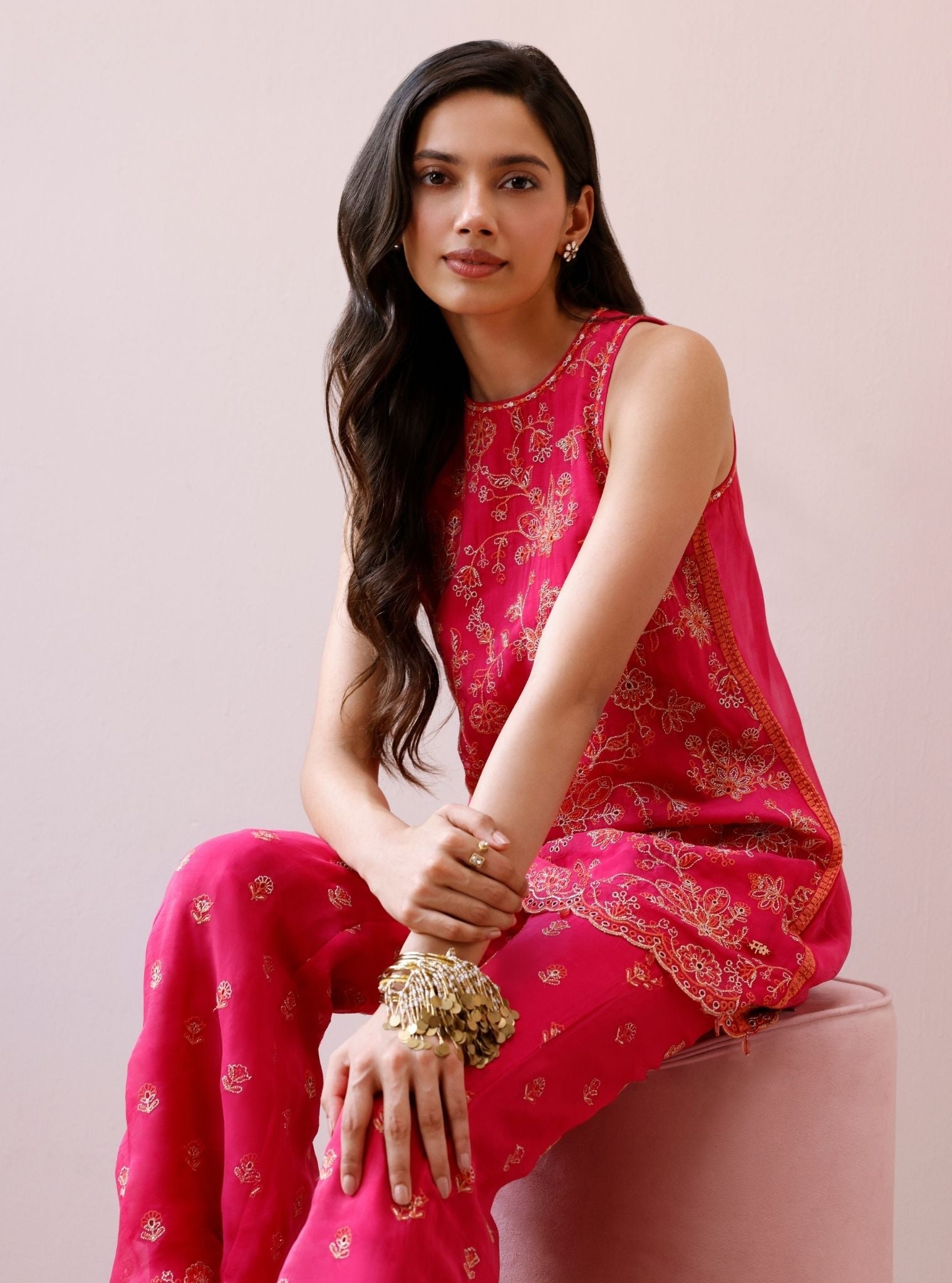 Alouette Organza Fuchsia Co-Ord Set