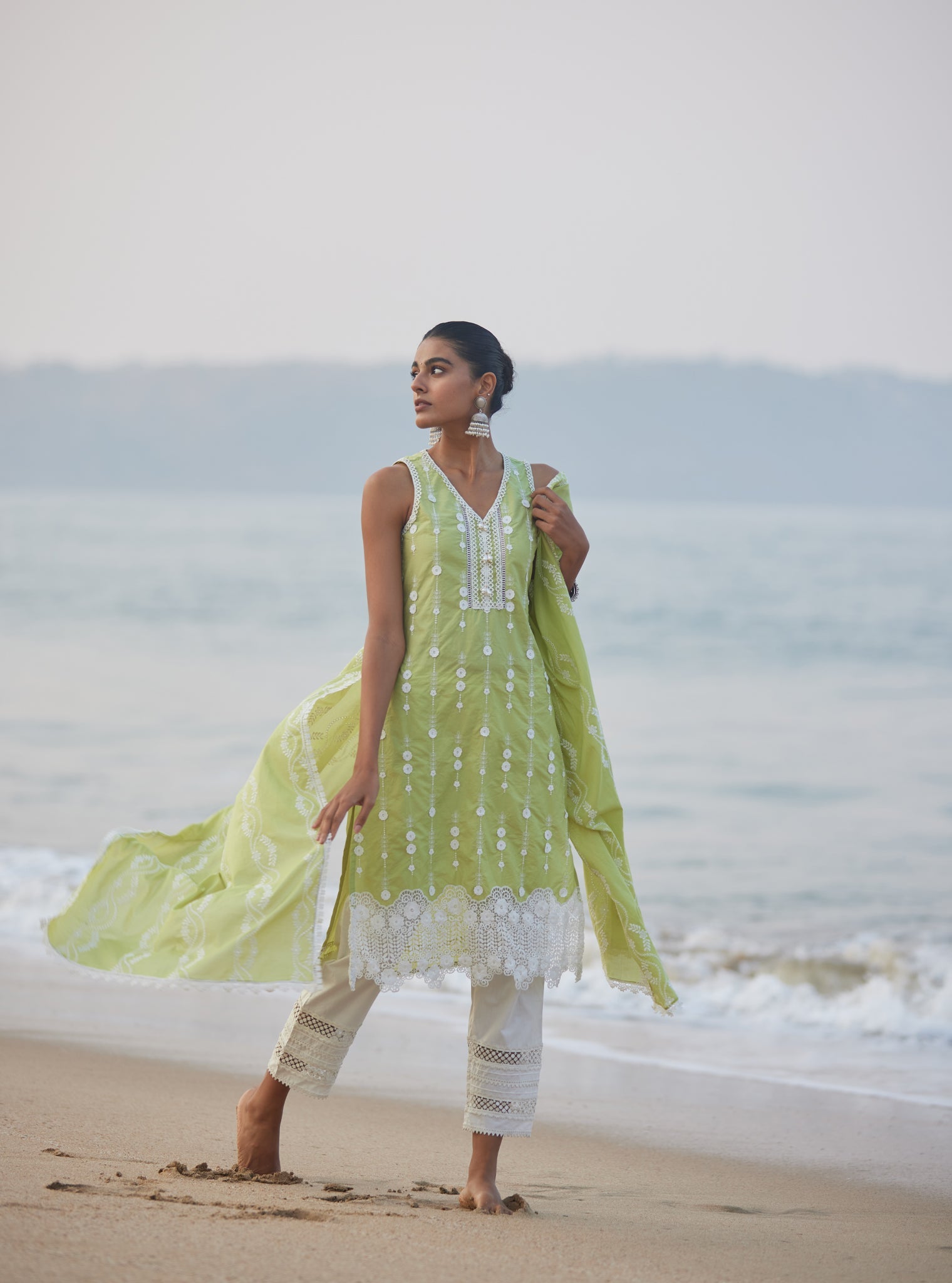 Naroa Supima Cotton Lime Kurta Set