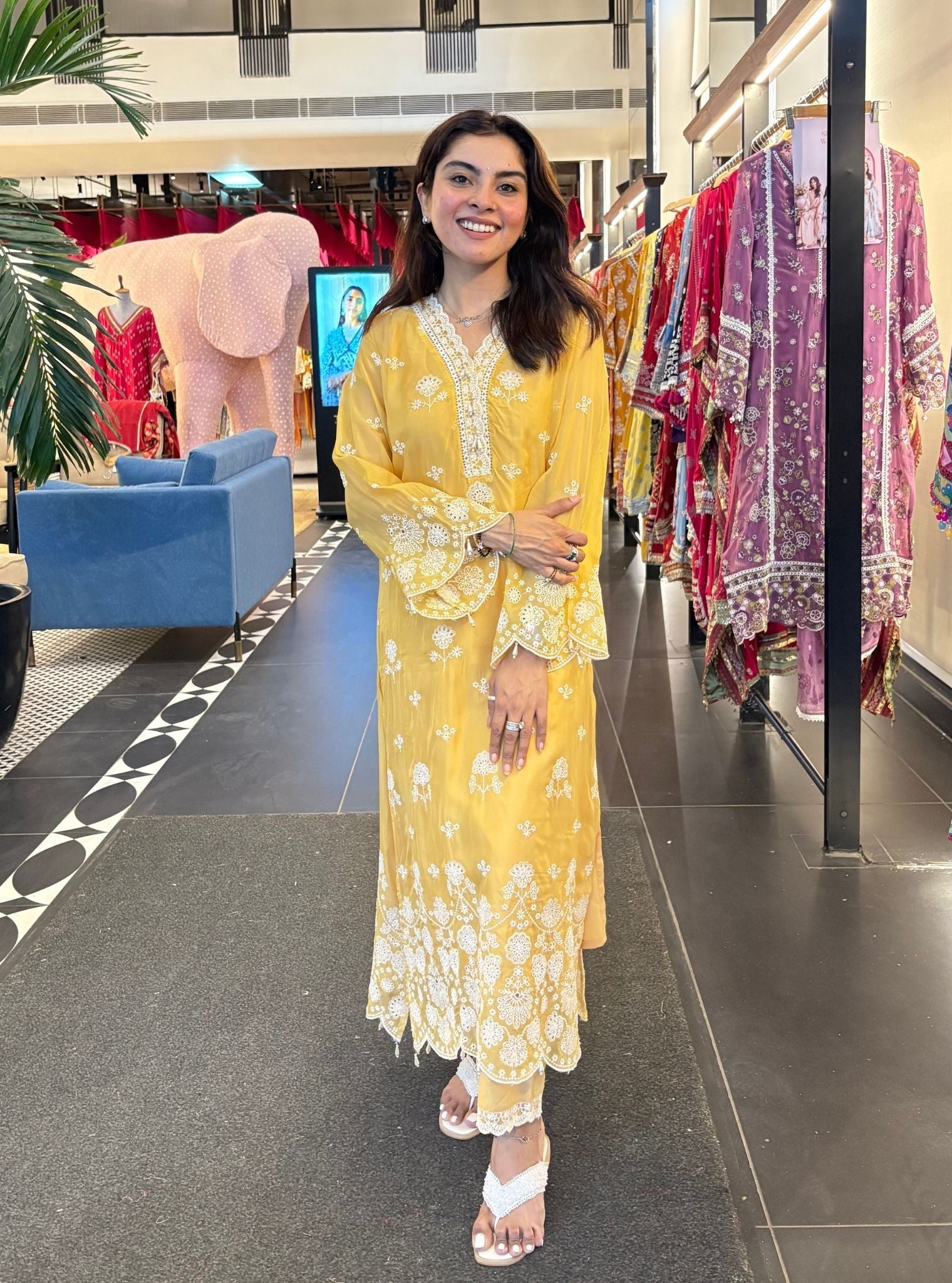 Kiyan Organza Yellow Kurta Set