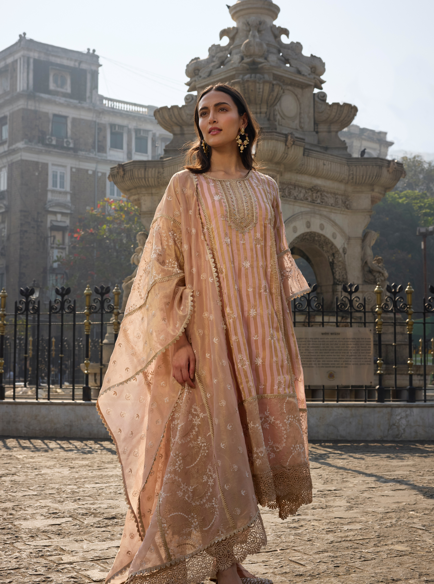 Kesar Banarsi Light Pink Anarkali Kurta Set