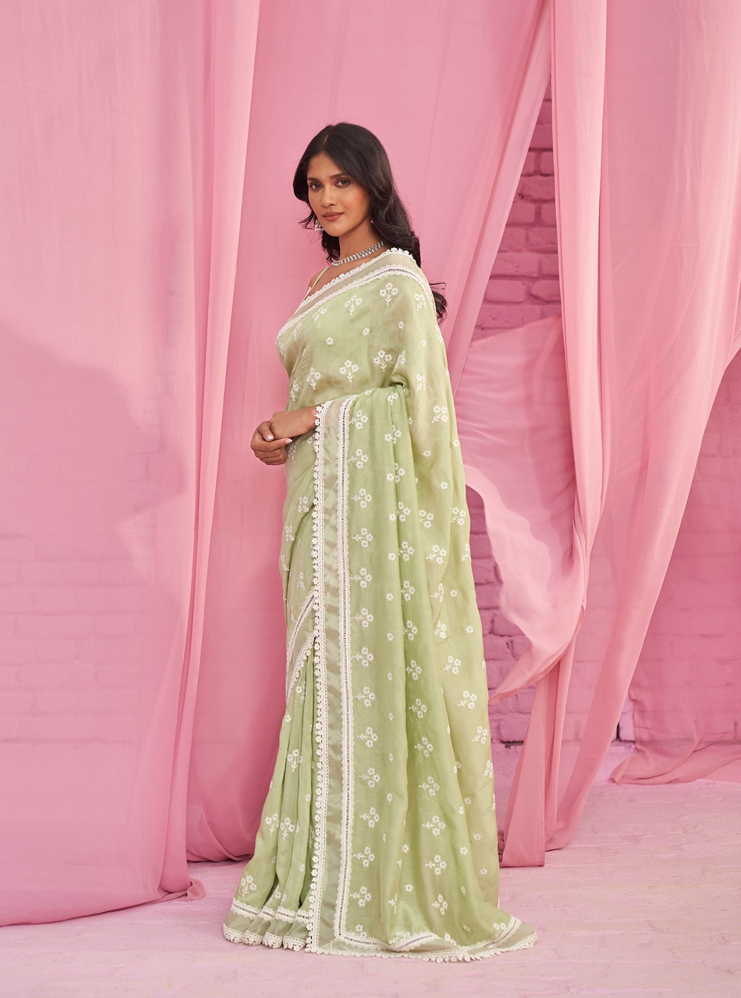 Annika Silk Light Green Saree