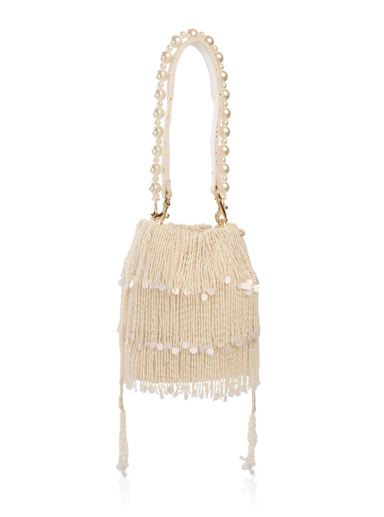 Rasa White Tassel Potli Bag