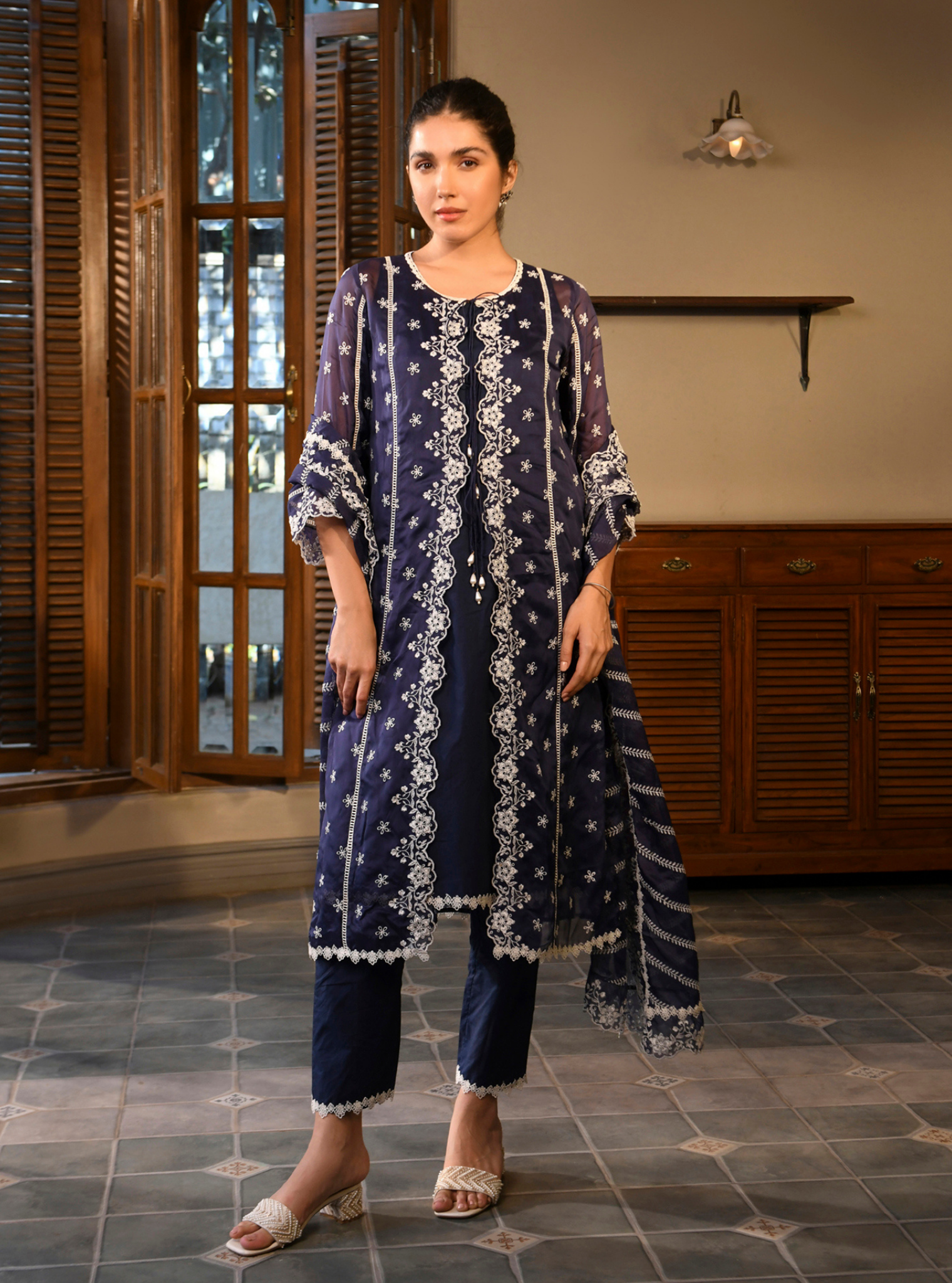 Paheli Organza Navy Kurta Set