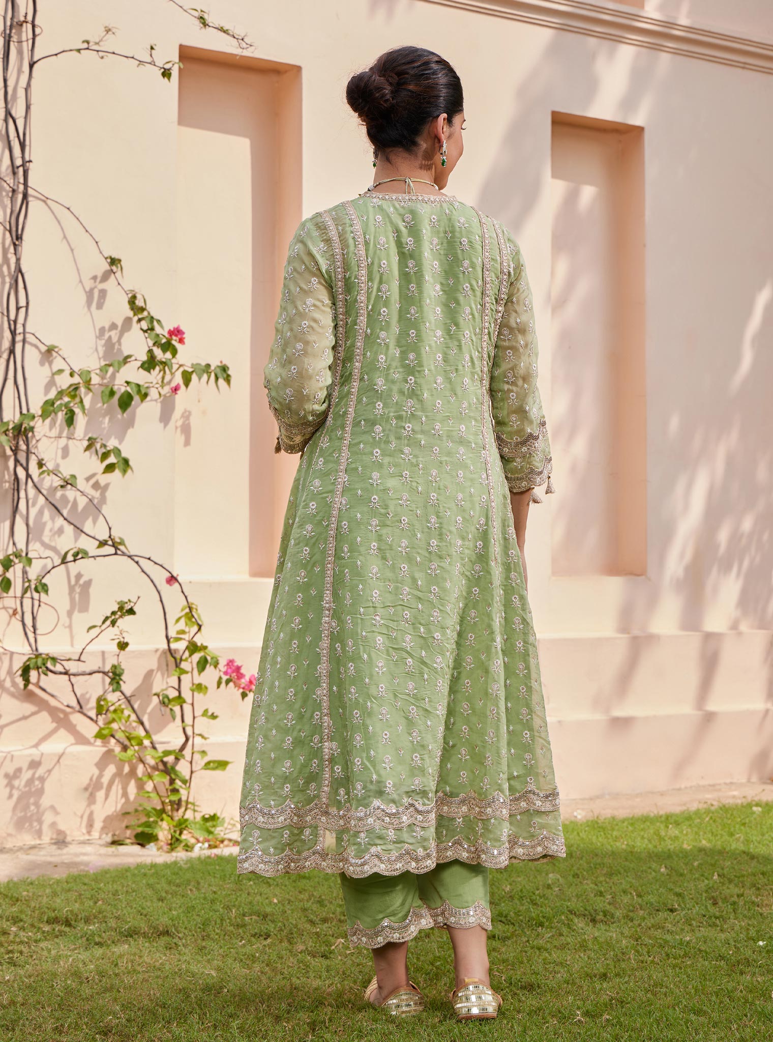 Smera Organza Green Anarkali Kurta Set