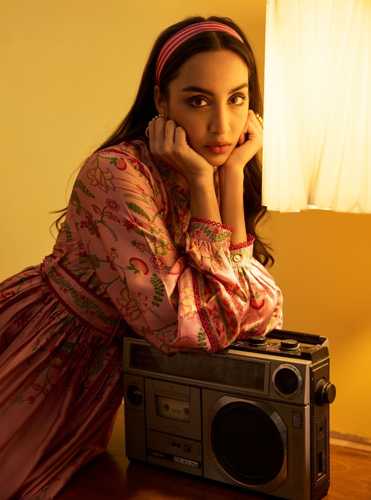 Samreen Cupro Satin Pink Printed Dress