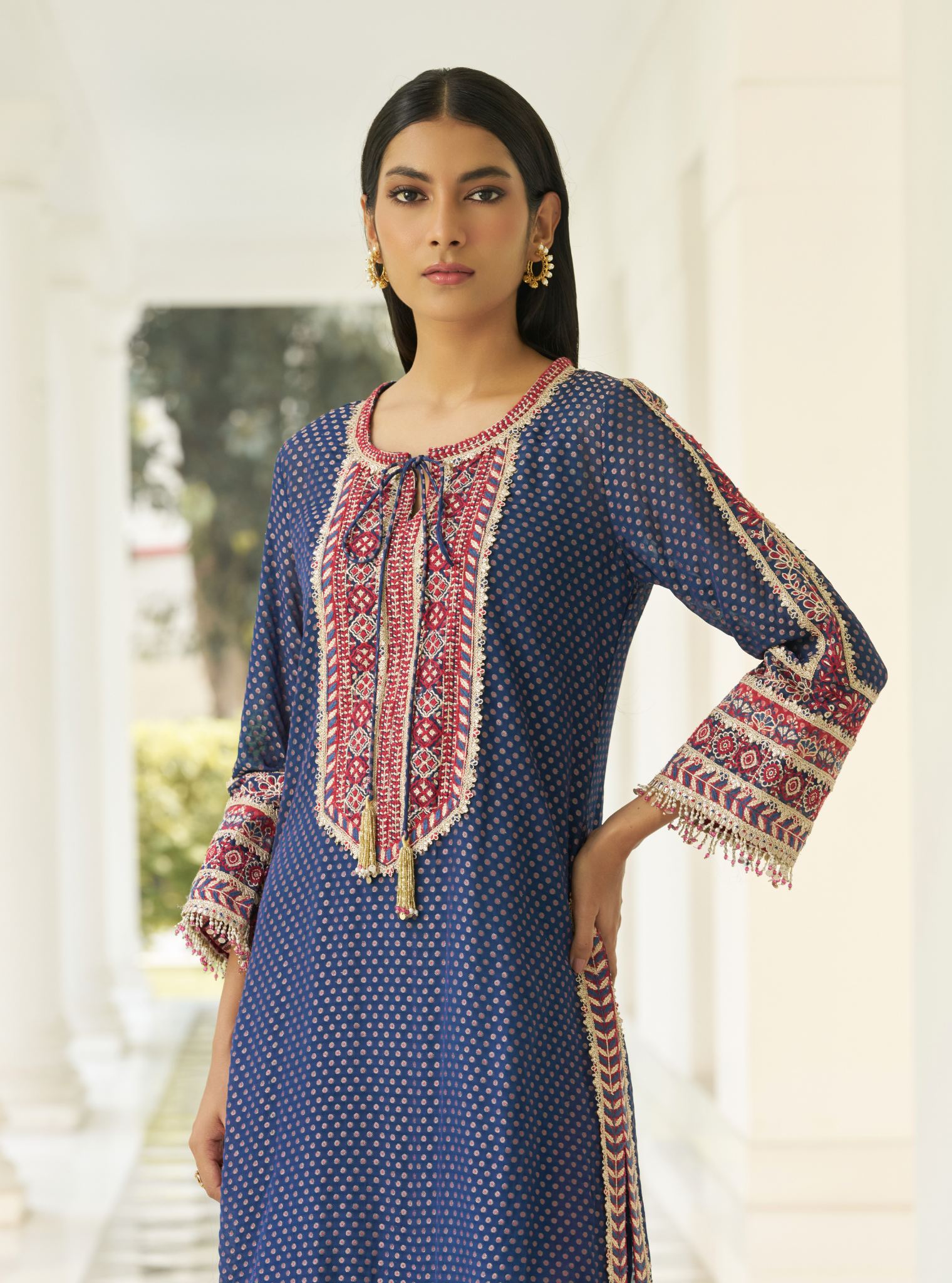 Kripa Navy Banarsi Kurta Set