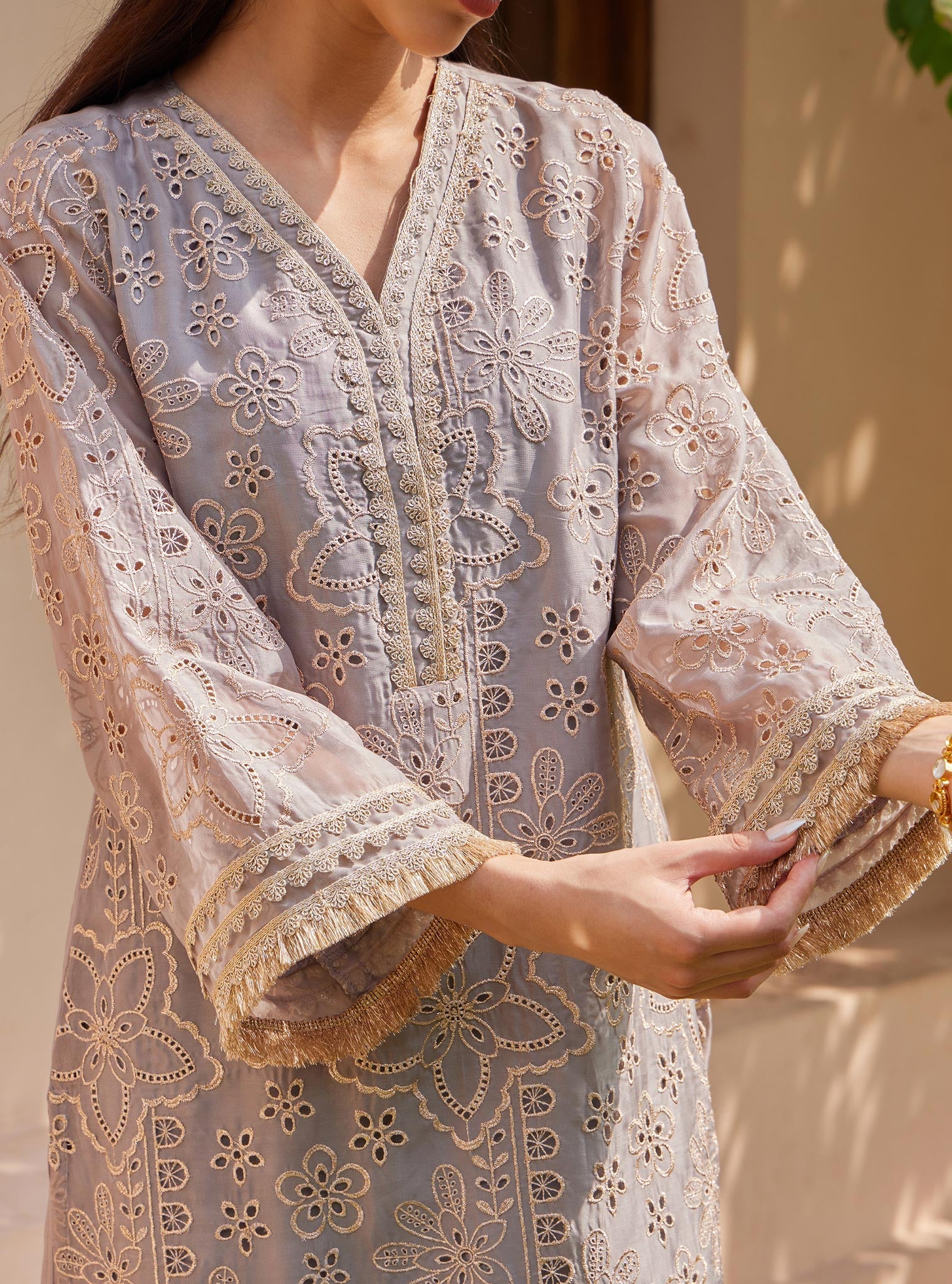 Ekani Organza Grey Kurta with Salwar Set