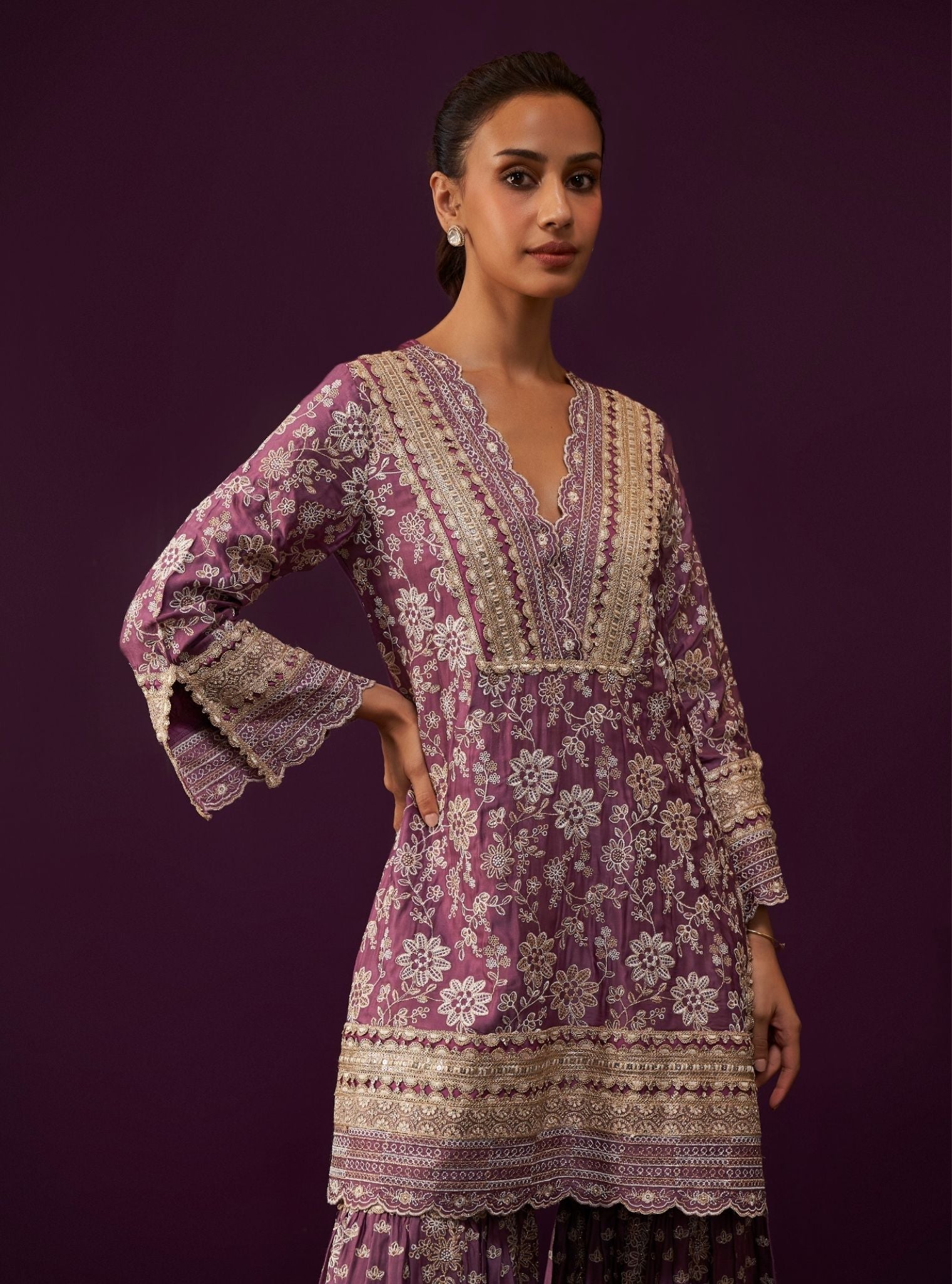 Briar Cupro Satin Purple Kurta Set