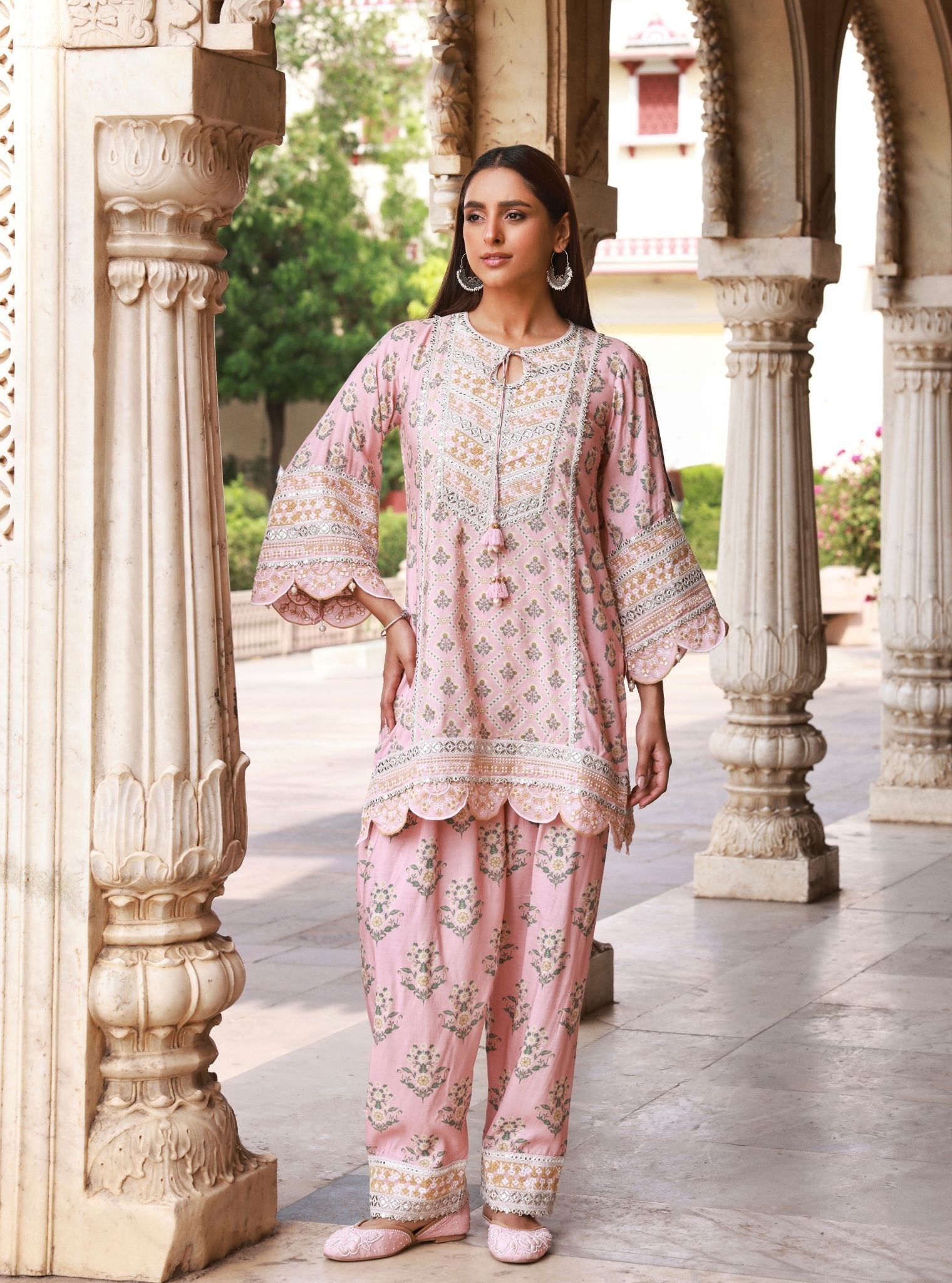 Kalari Lawn Pink Kurta With Farshi Salwar