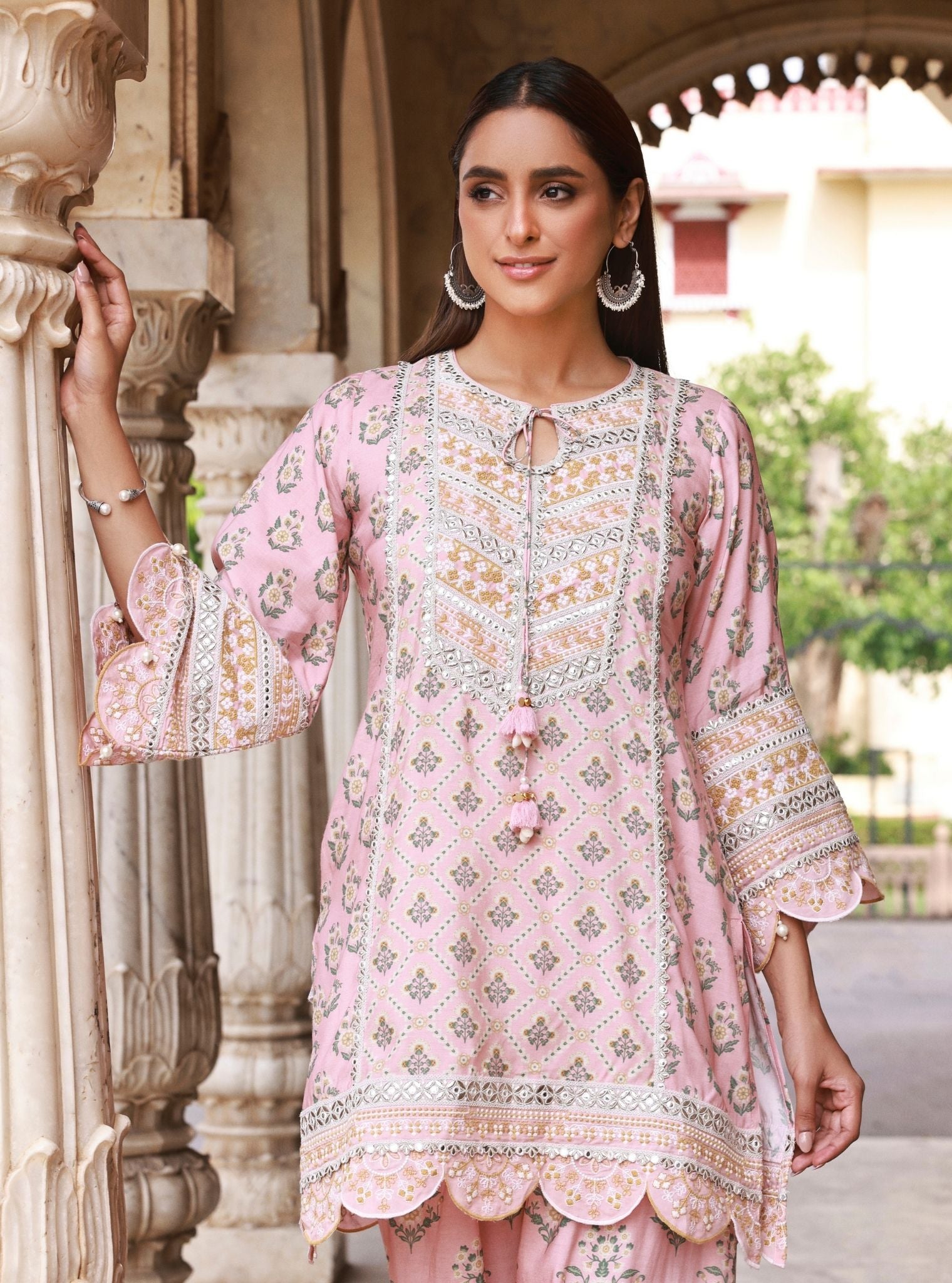 Kalari Lawn Pink Kurta With Farshi Salwar