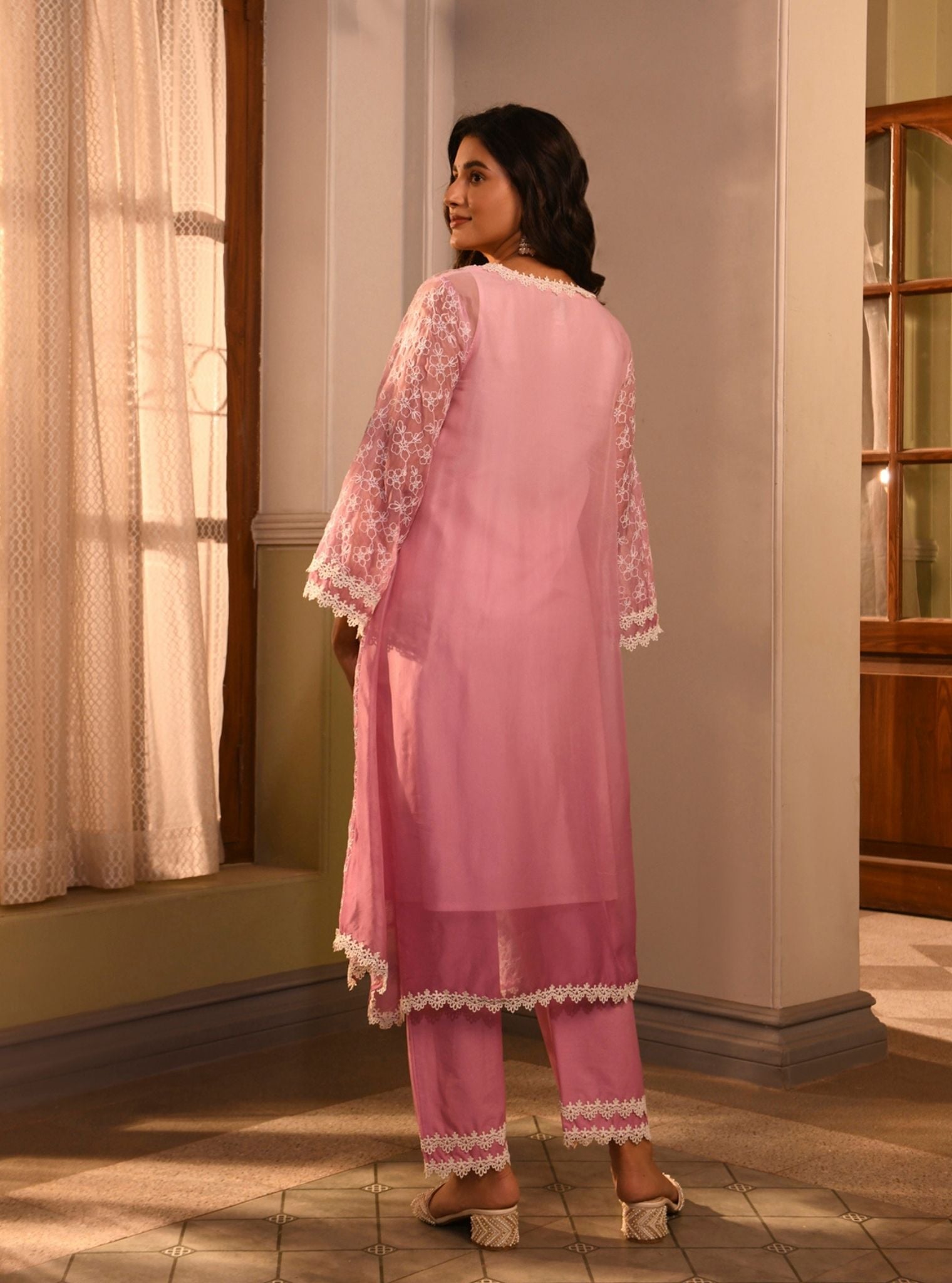 Edna Organza Lavender Kurta Set
