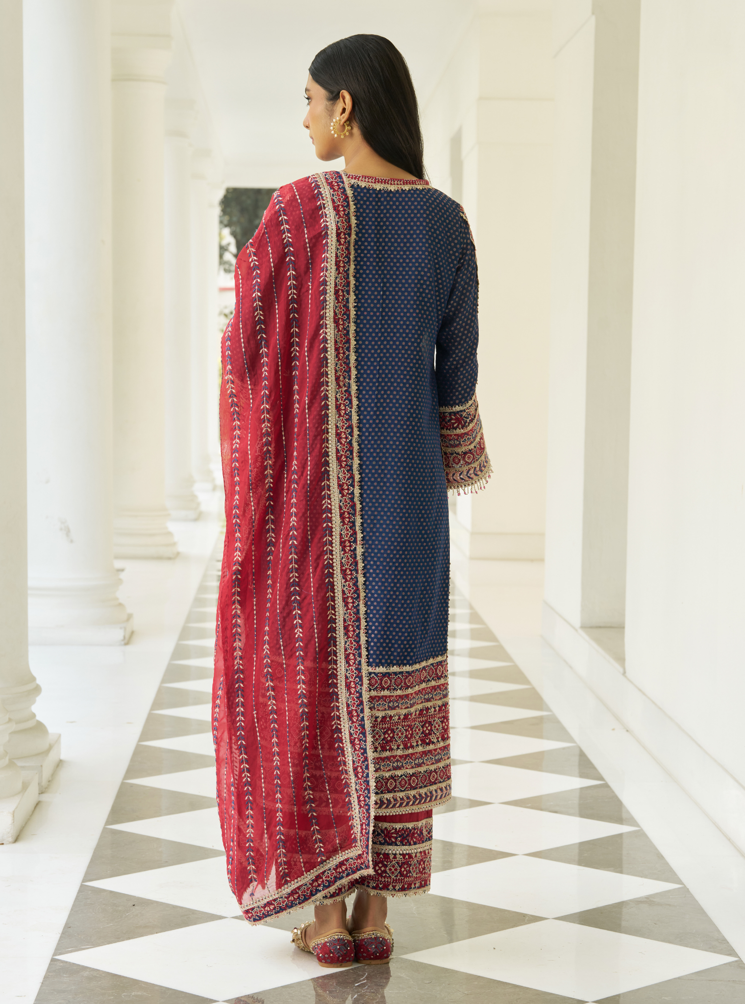 Kripa Navy Banarsi Kurta Set