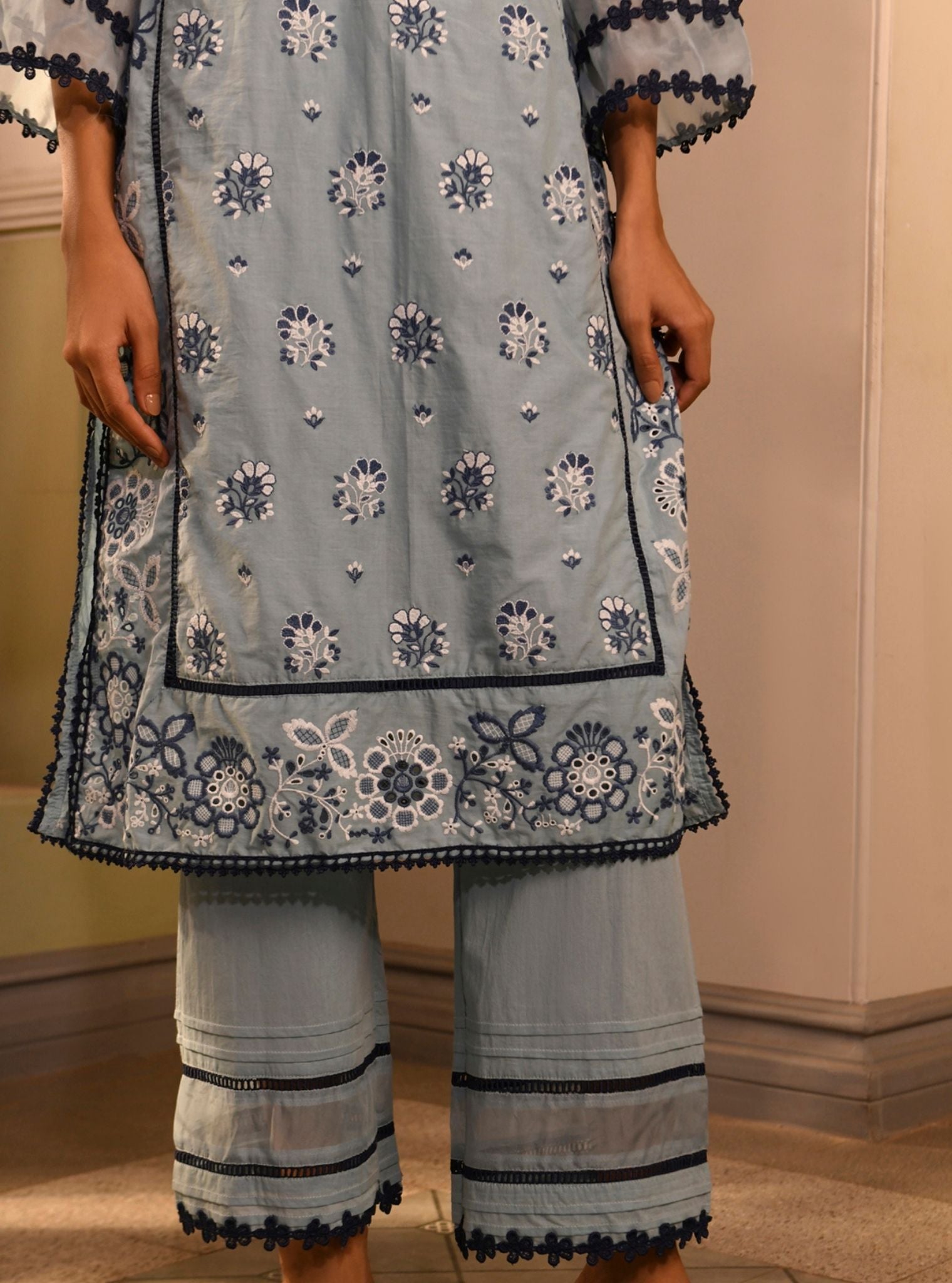 Banu Supima Cotton Light Blue Kurta Set