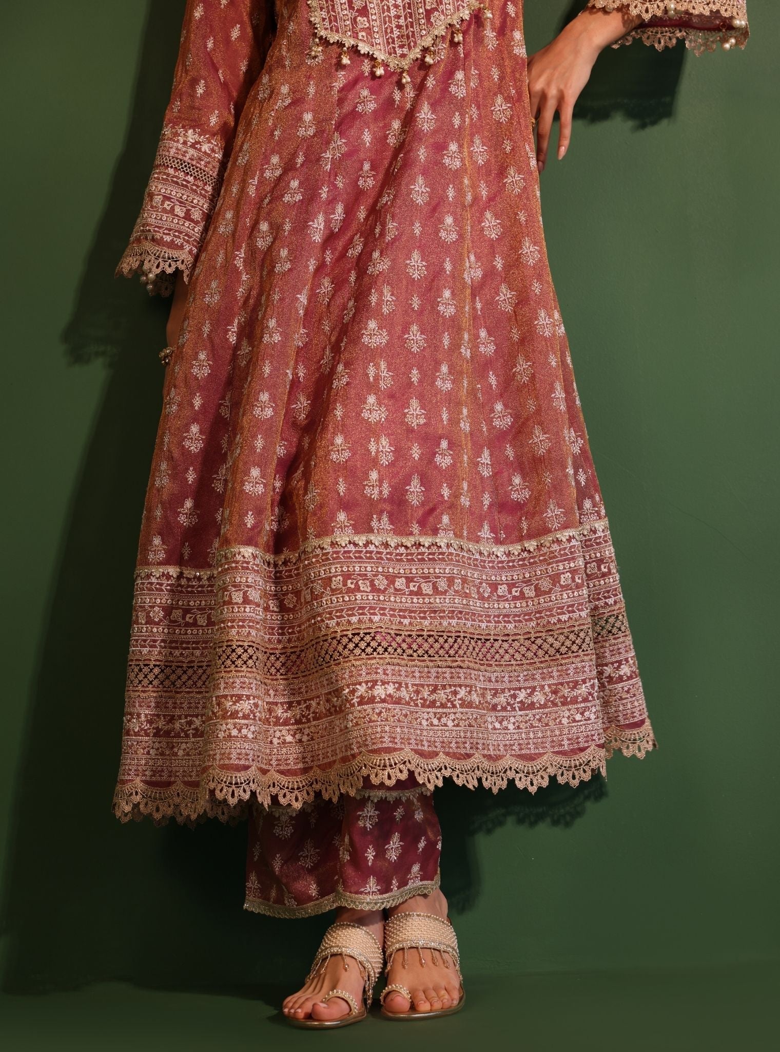 Jalwa Luxe Organza Plum Anarkali Kurta Set