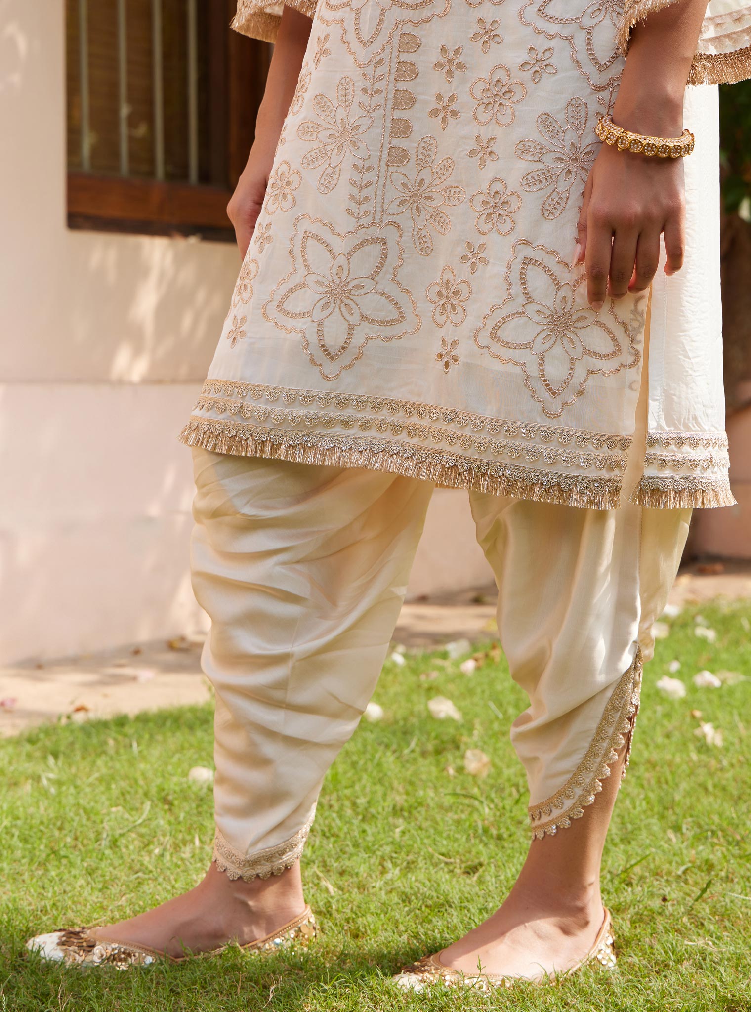 Ekani Organza Off White Kurta with Salwar Set
