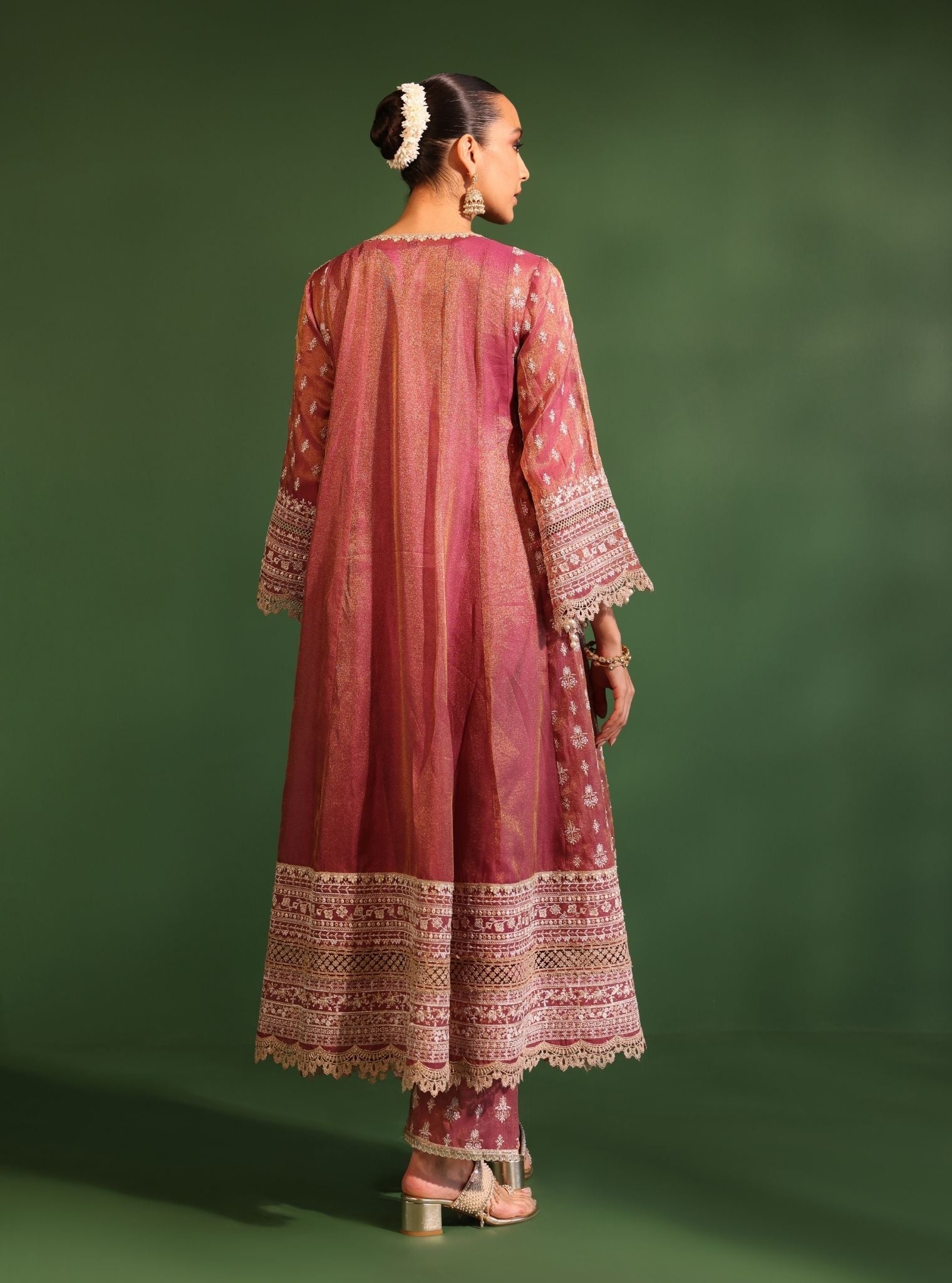 Jalwa Luxe Organza Plum Anarkali Kurta Set