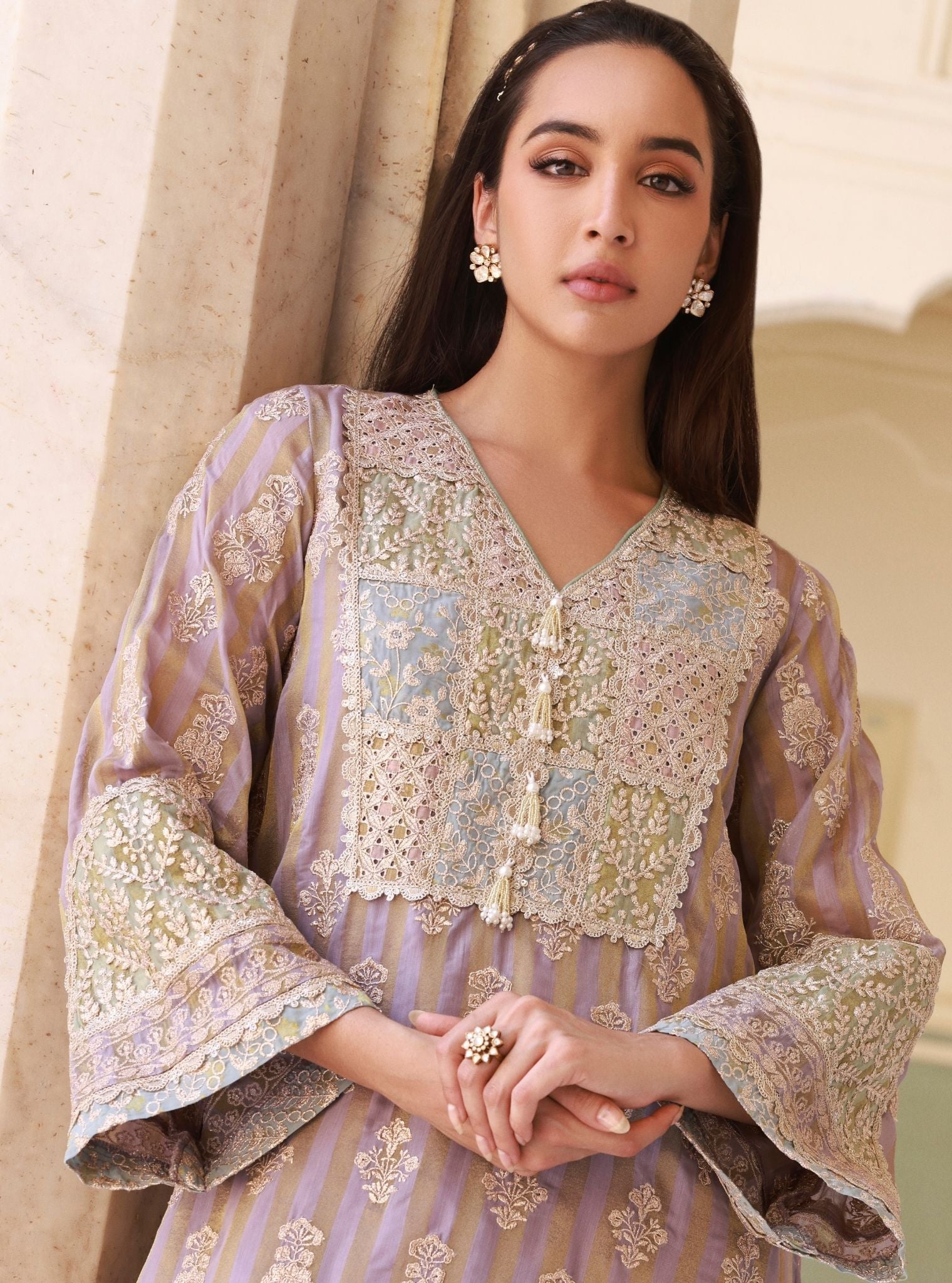 Zemaya Banarasi Lavender Kurta Set