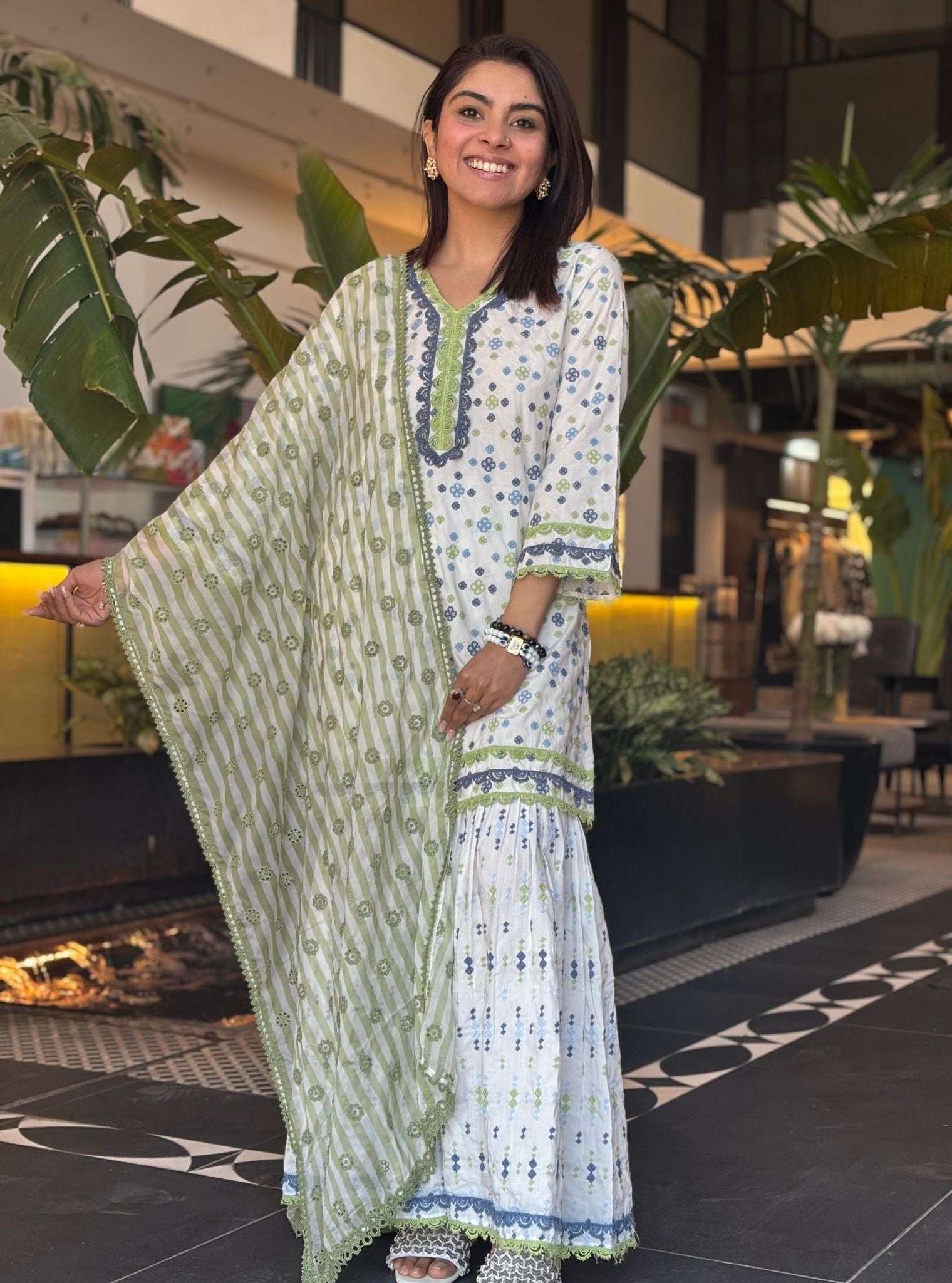 Lyanna Supima Cotton White Kurta with Garara Set