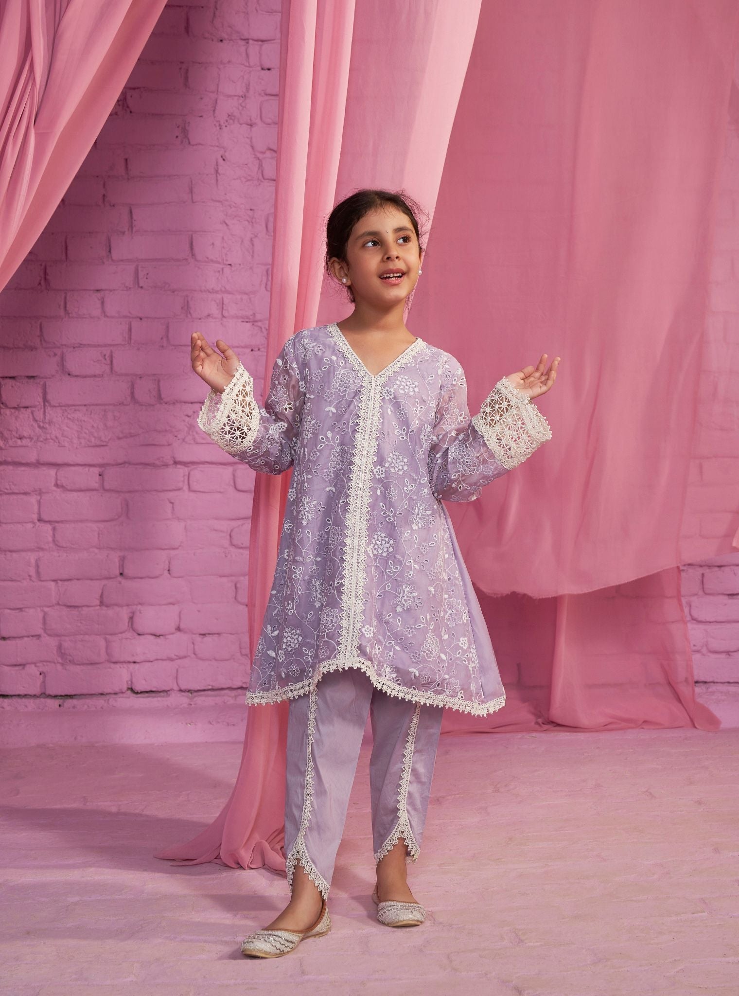 Safira Organza Lavender Kurta with Dhoti Pant Set