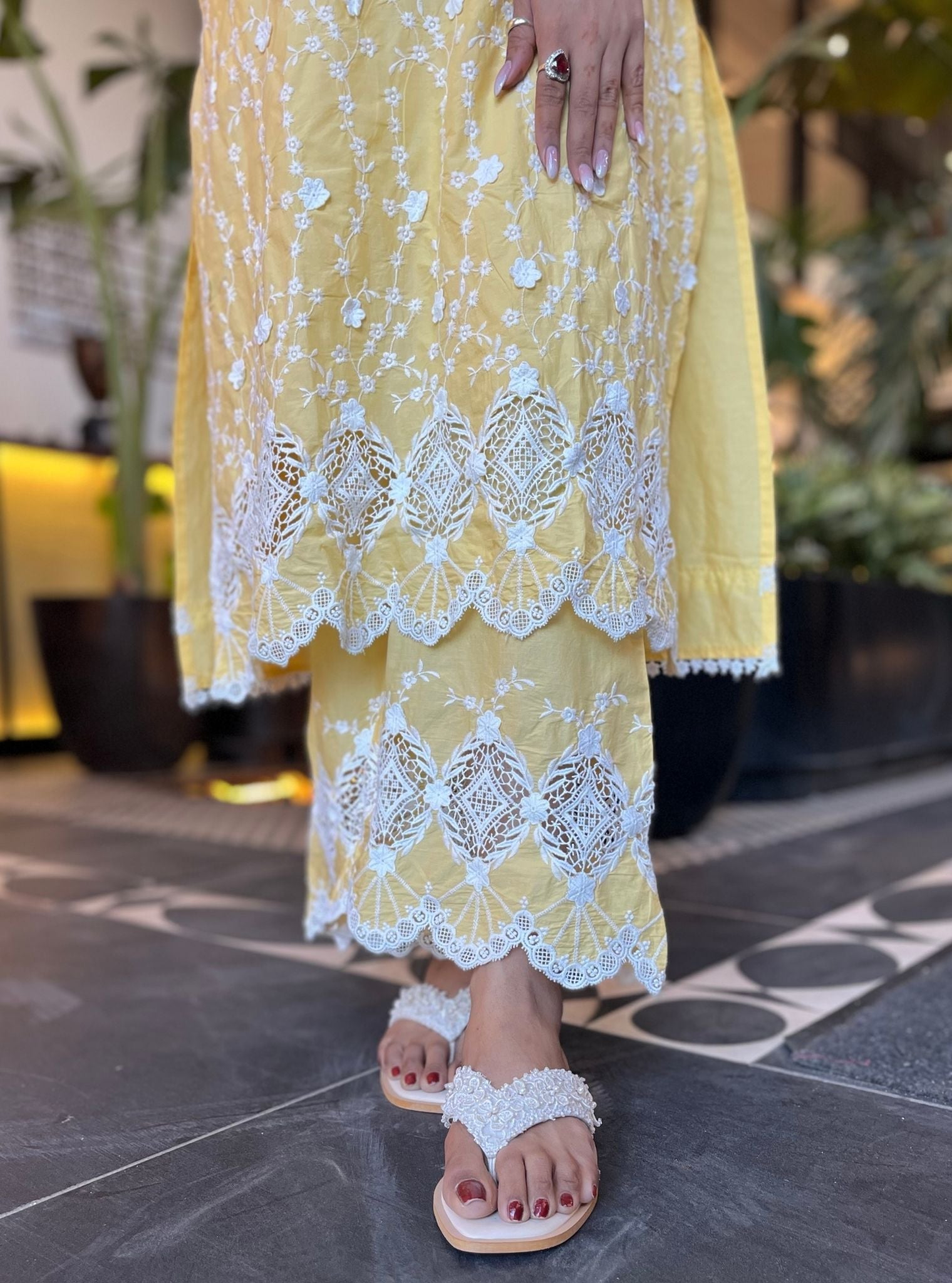 Purna Supima Cotton Yellow Kurta with Palazzo Set