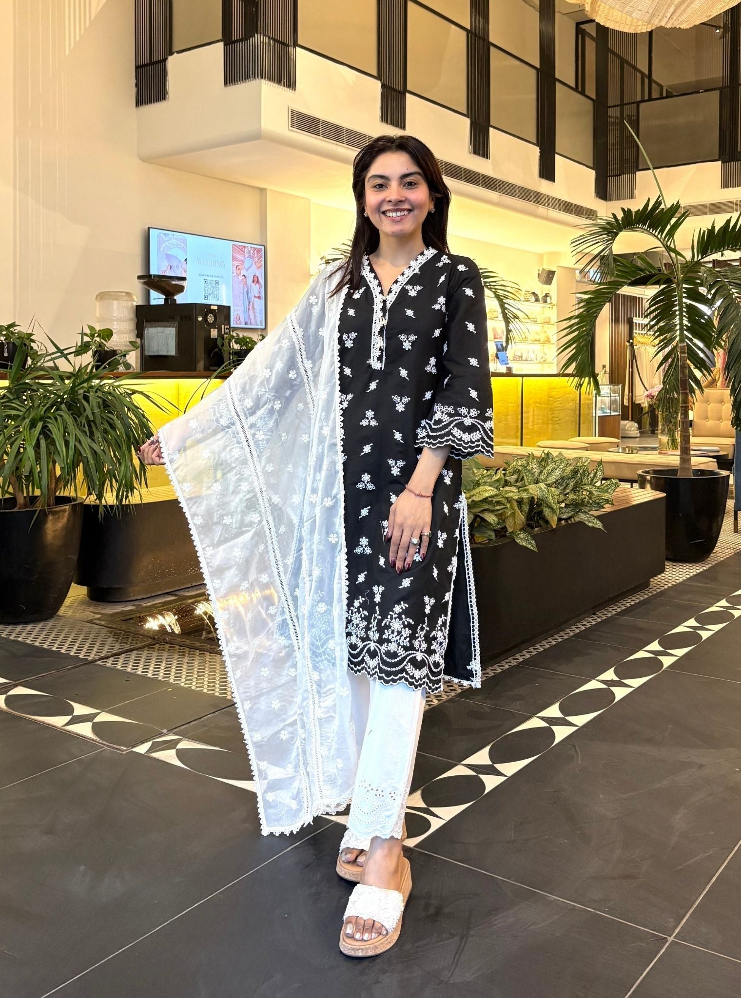 Satari Supima Cotton Black Kurta Set