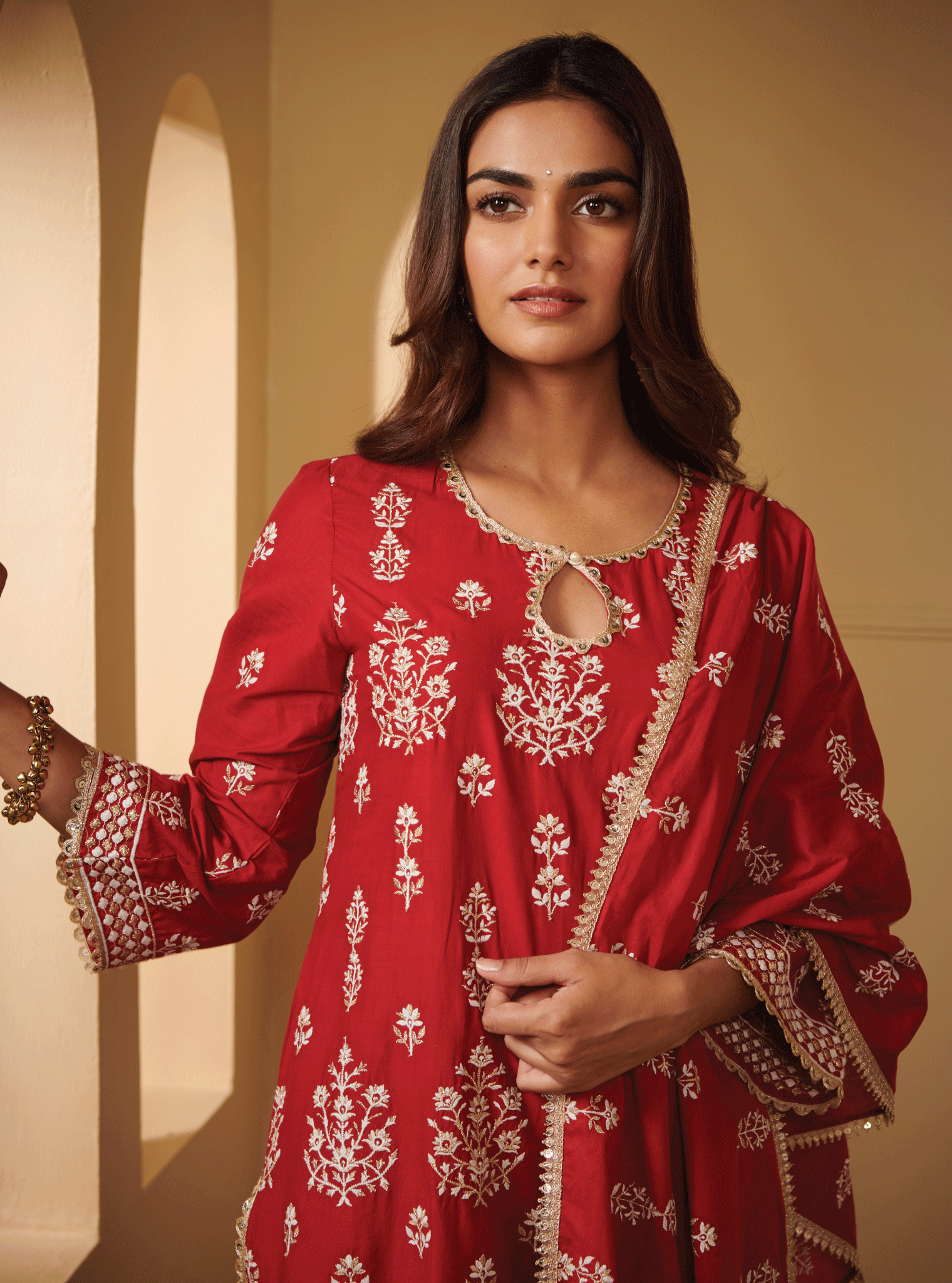 Mulmul Supima Cotton Veda Red Dupatta