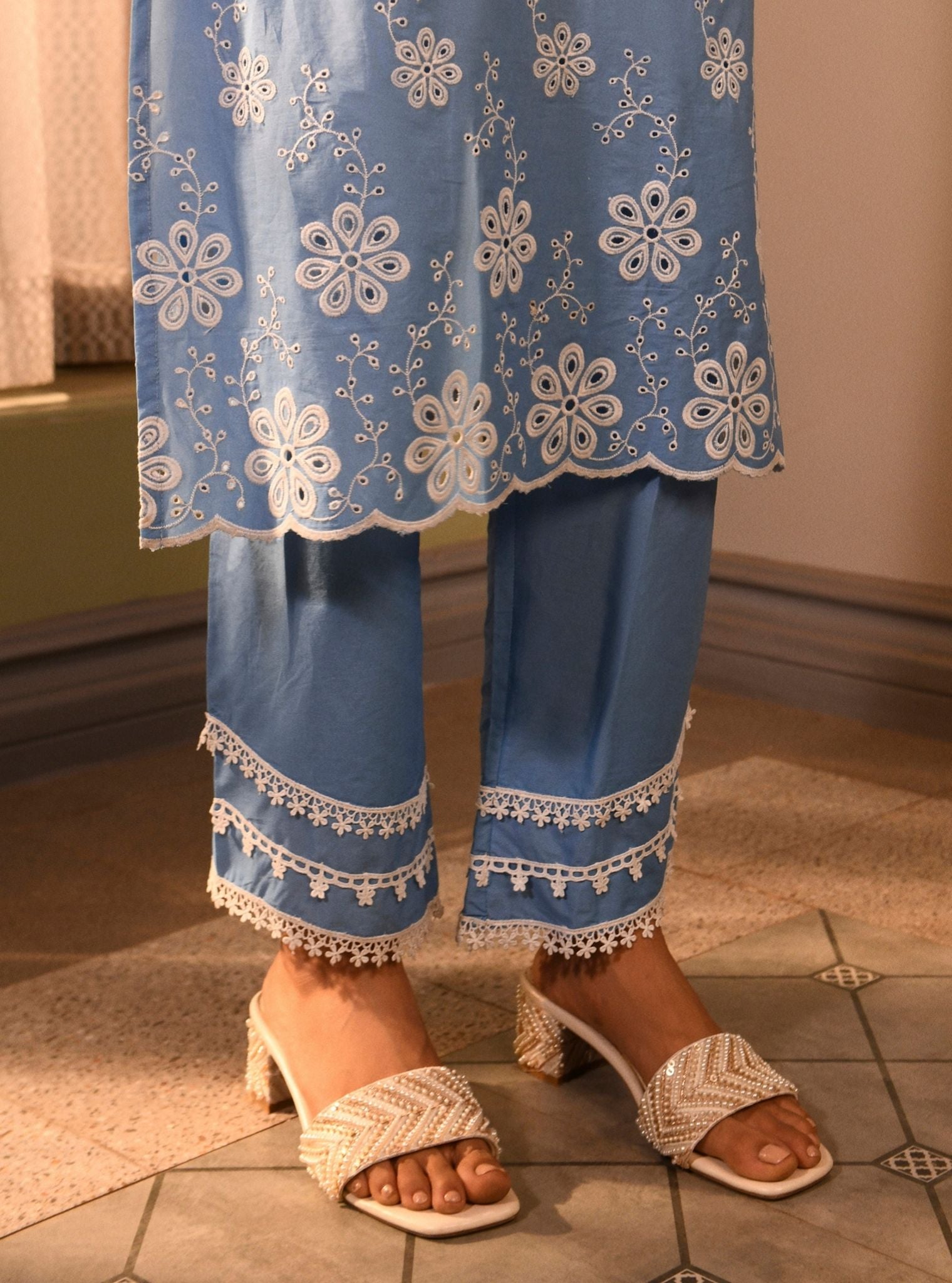 Malta Supima Cotton Blue Kurta Set
