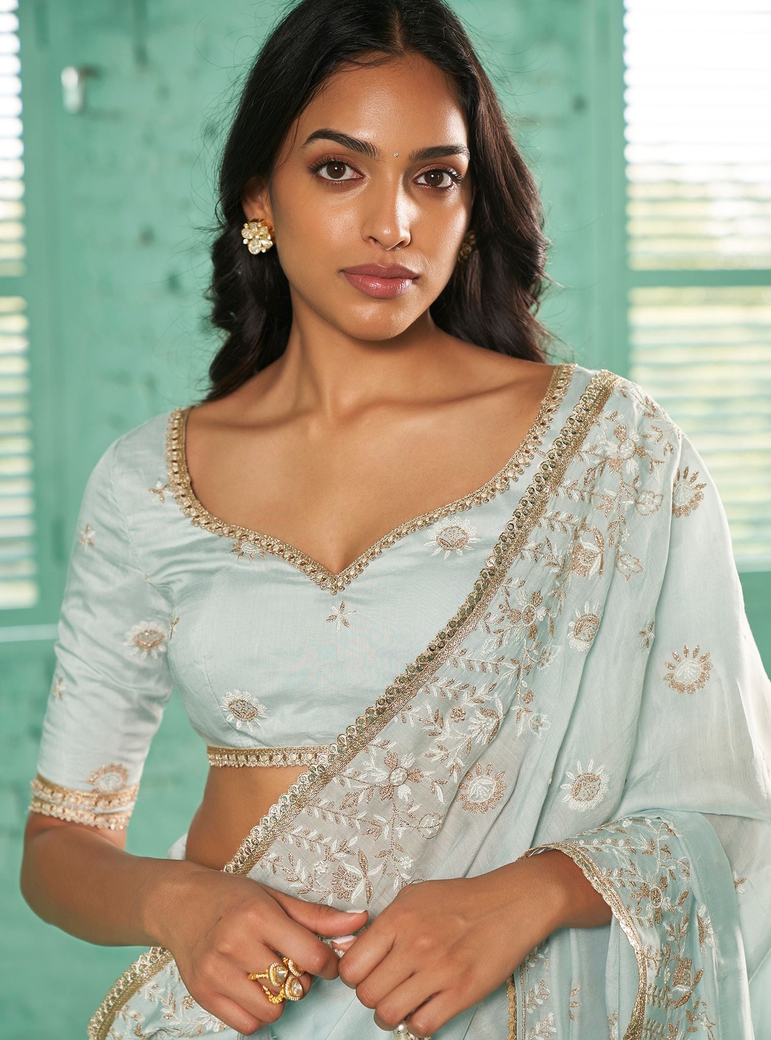 Dara Silk Light Blue Saree