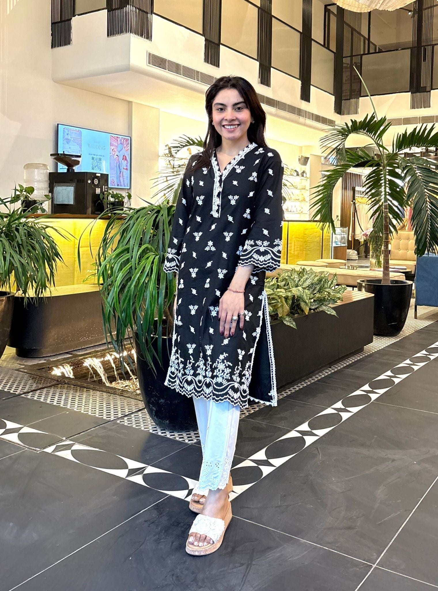 Satari Supima Cotton Black Kurta Set