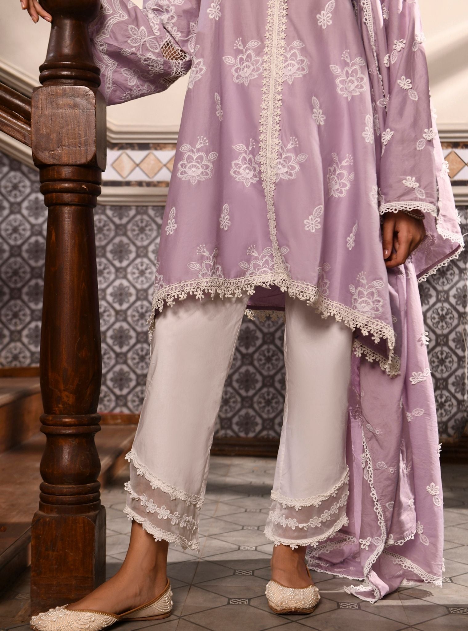 Azara Supima Cotton Lilac Kurta Set