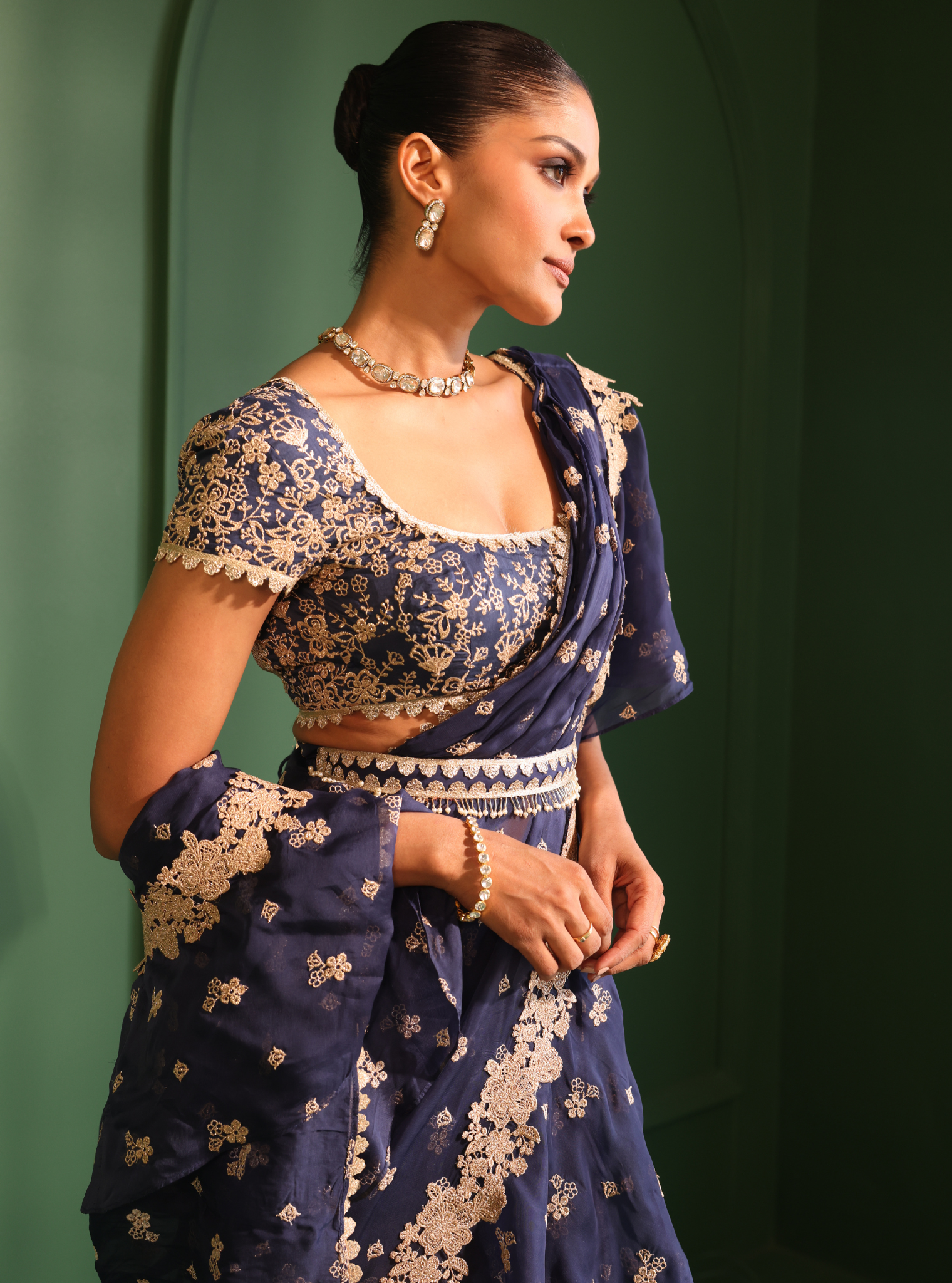 Pari Organza Navy Saree