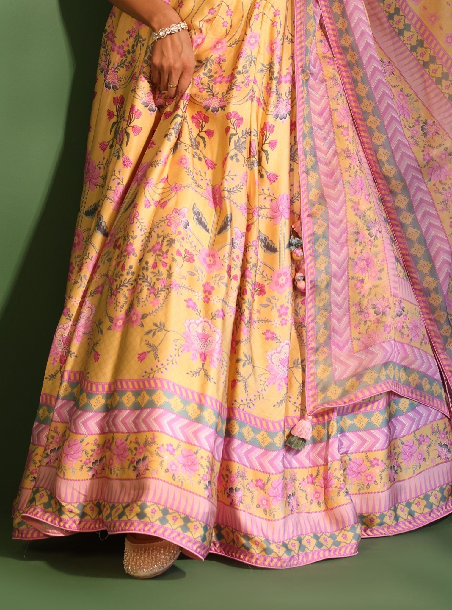 Jhanak Cupro Satin Yellow Lehenga