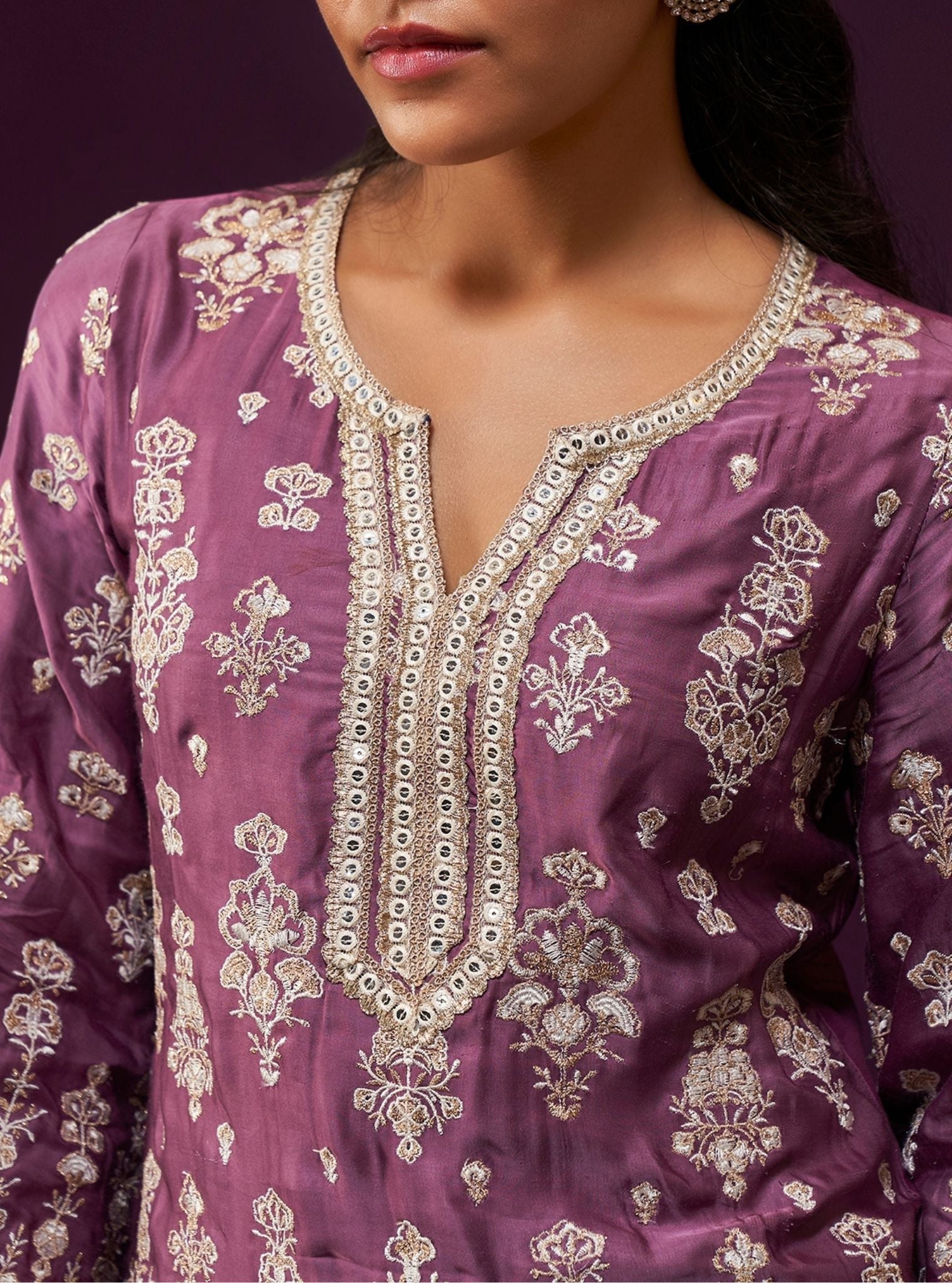 Florentina Cupro Satin Purple Kurta Set